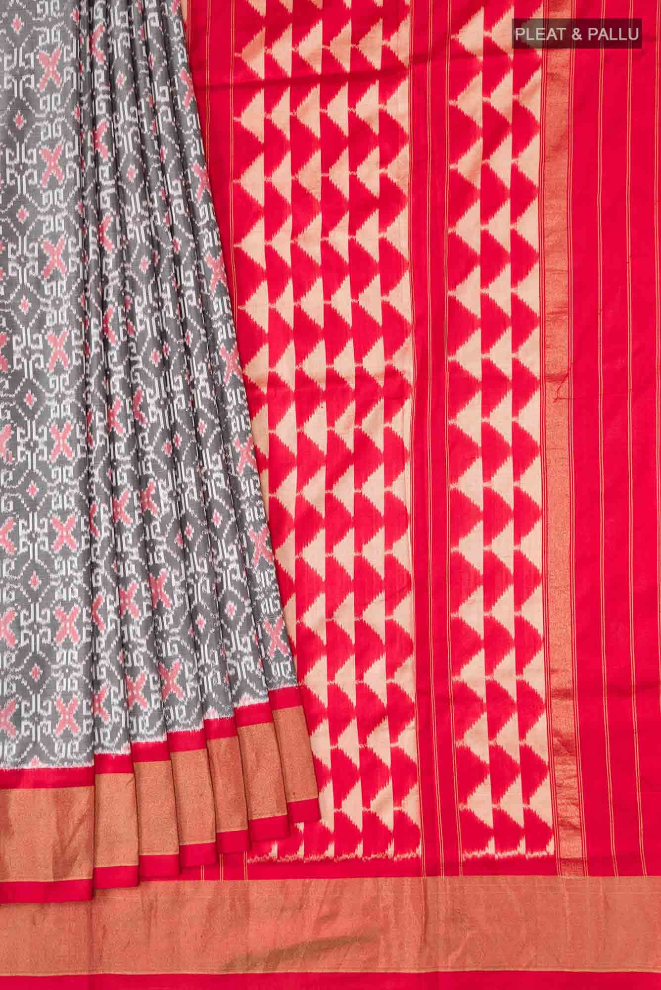 Grey Pochampally Silk Saree