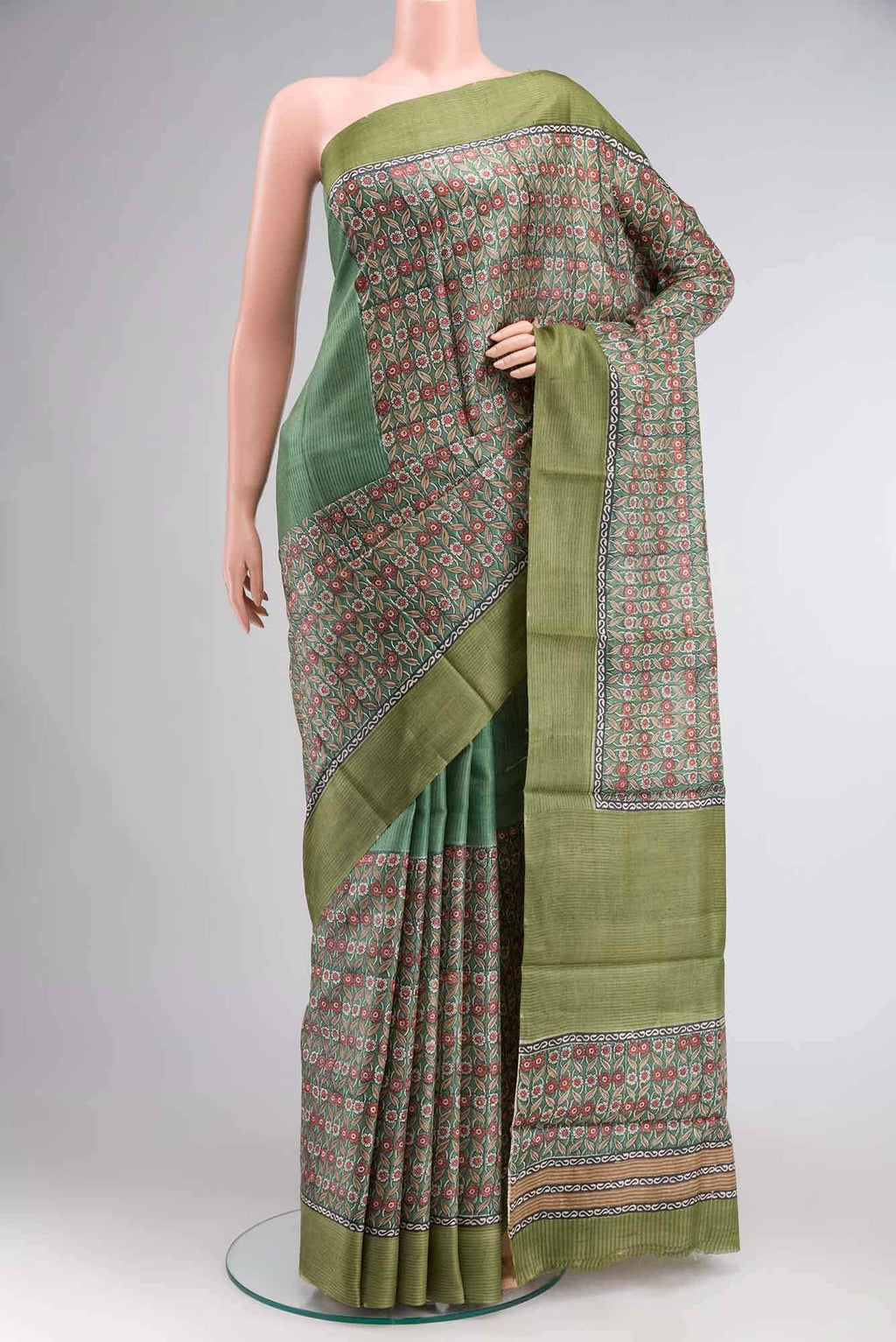 Green Bhagalpuri Tussar Silk Saree