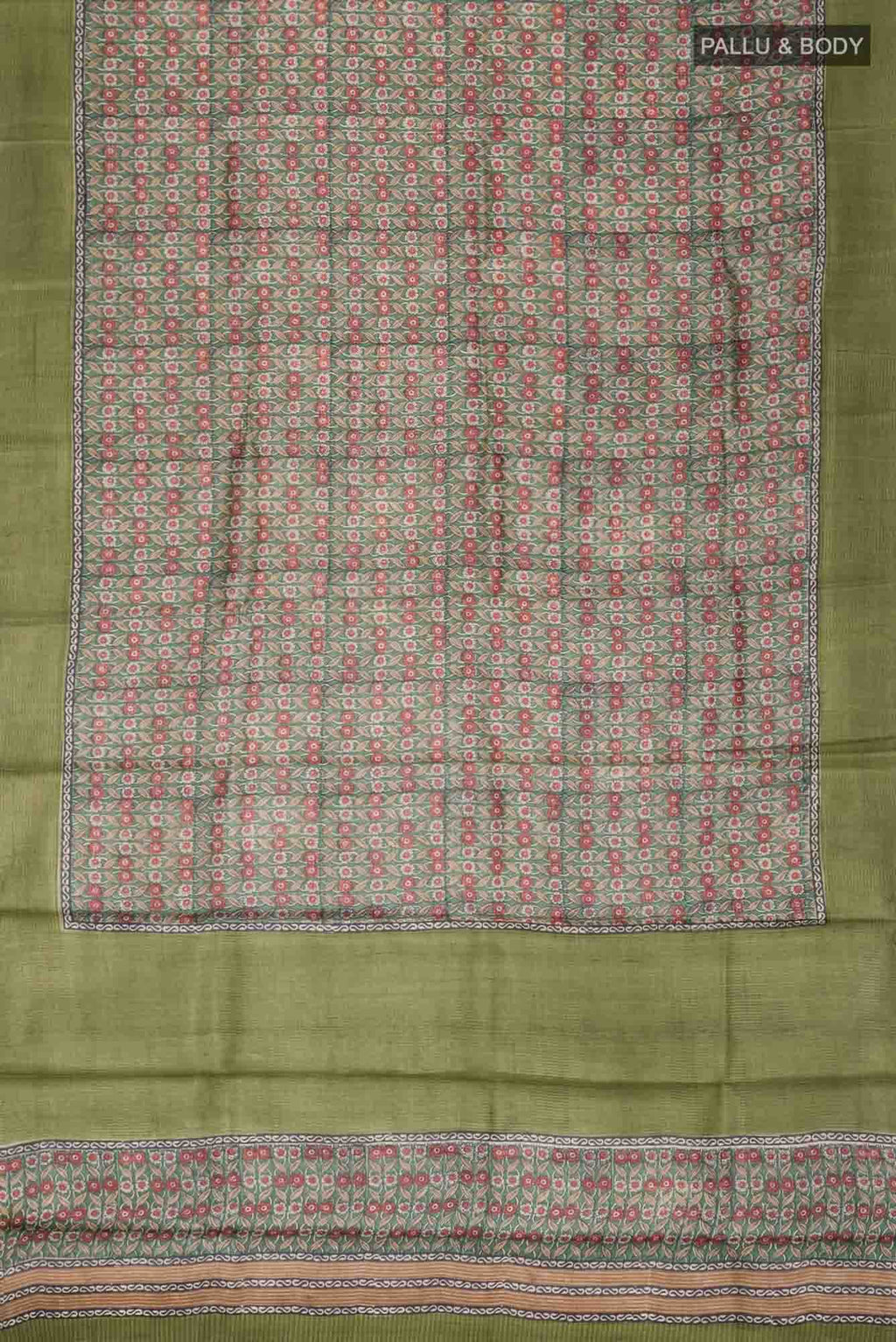 Green Bhagalpuri Tussar Silk Saree