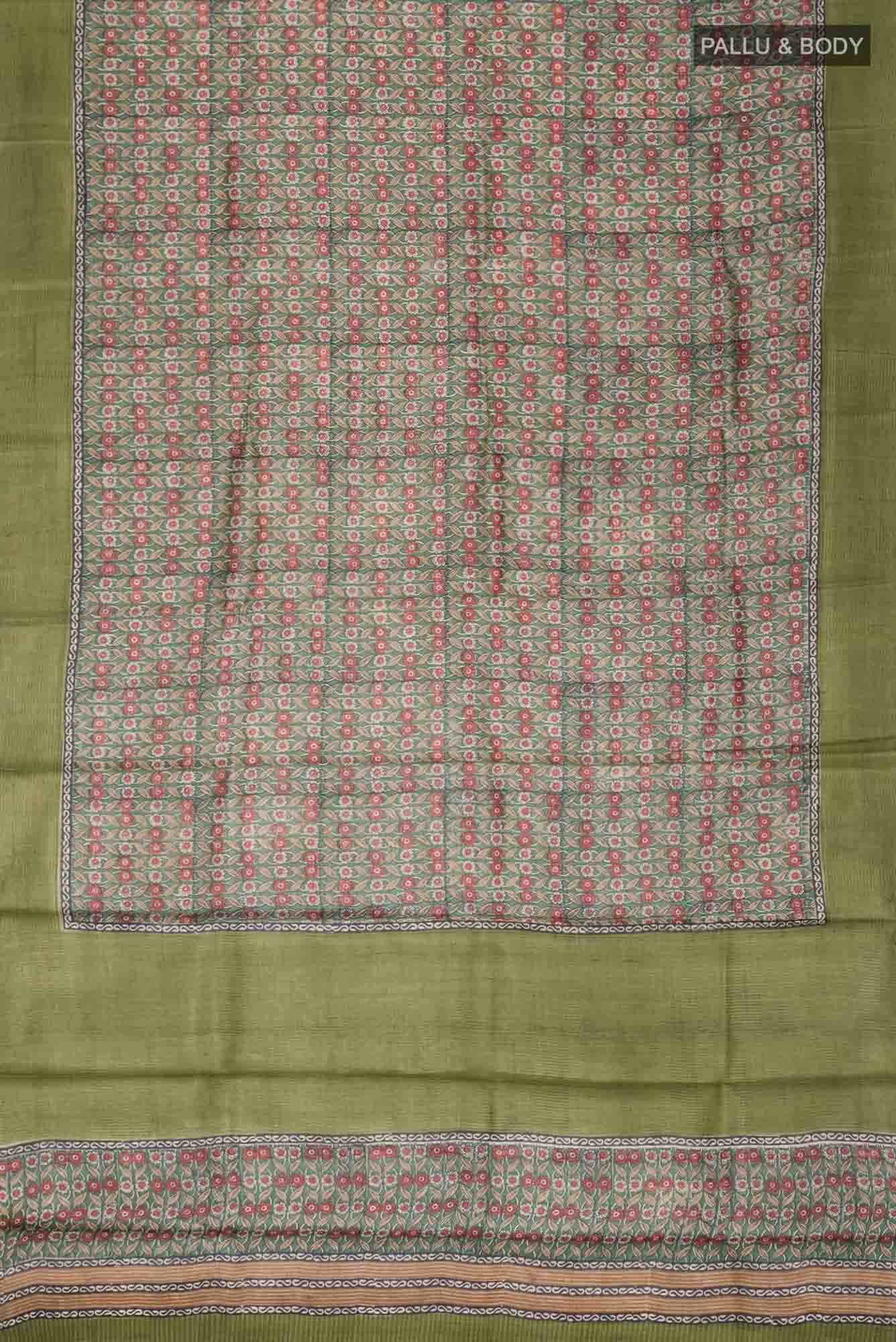 Green Bhagalpuri Tussar Silk Saree