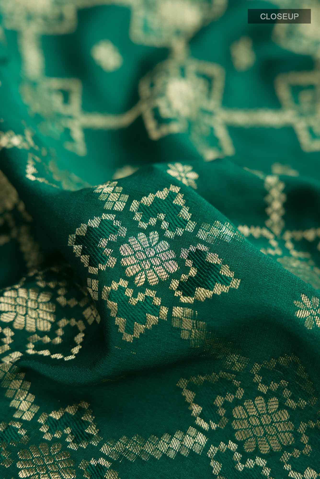 Green Crepe Saree