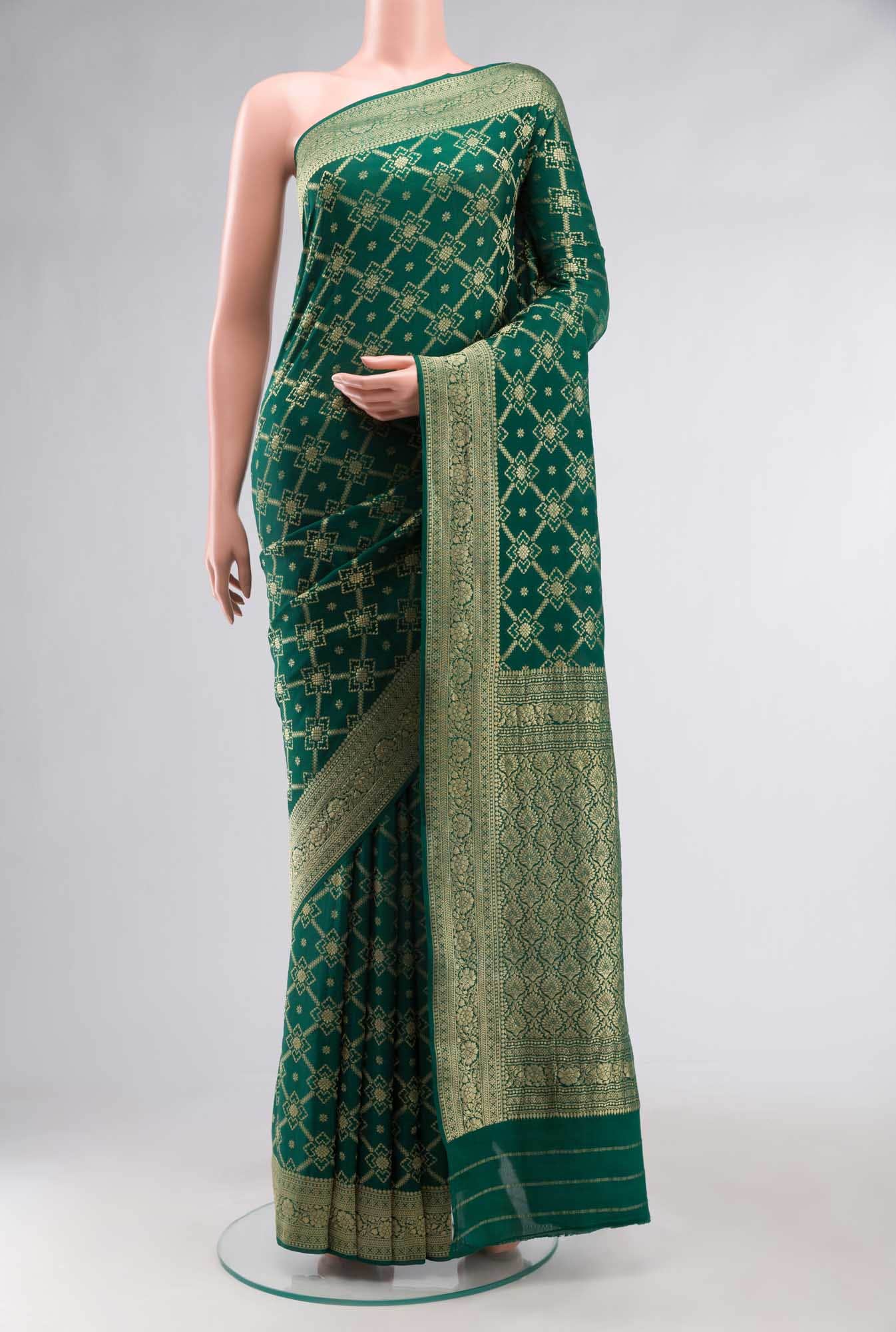 Green Crepe Saree