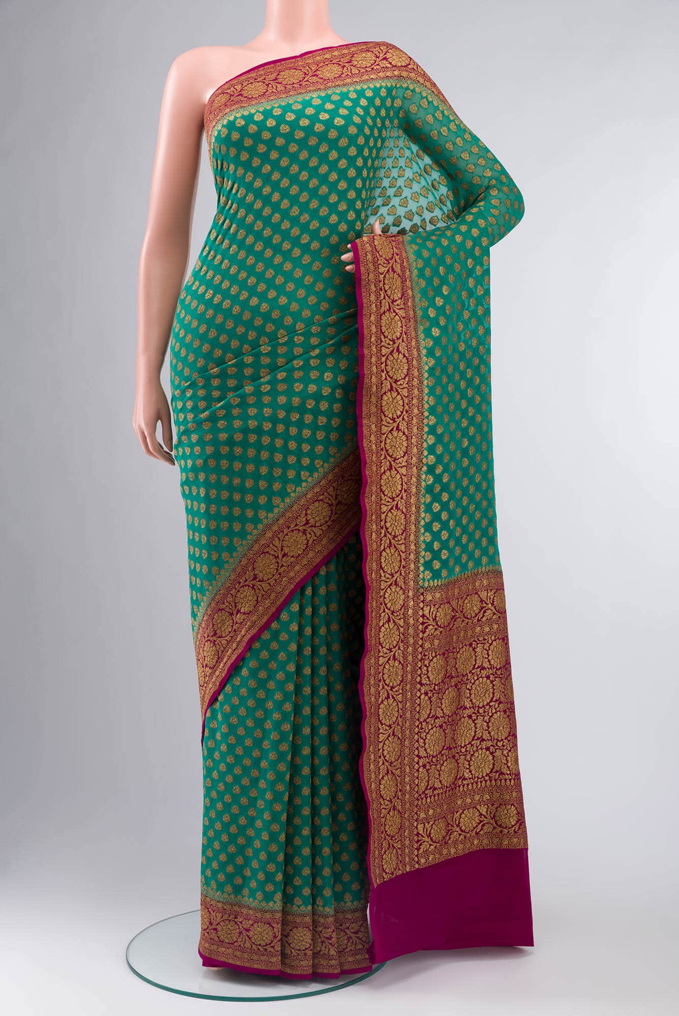 Green Banarasi Georgette Saree