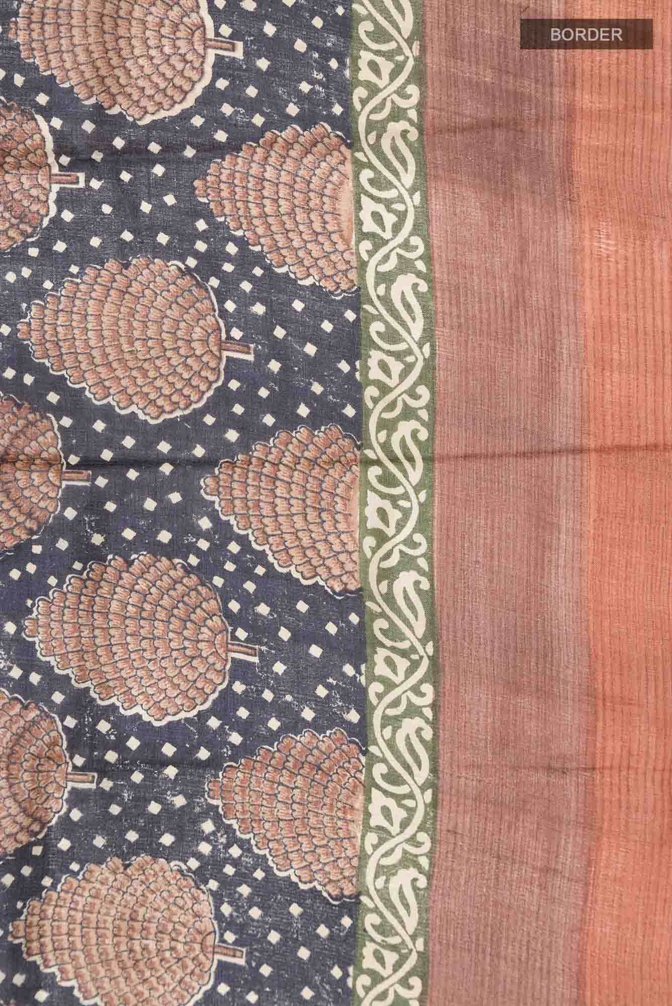 Grey Bhagalpuri Tussar Silk Saree