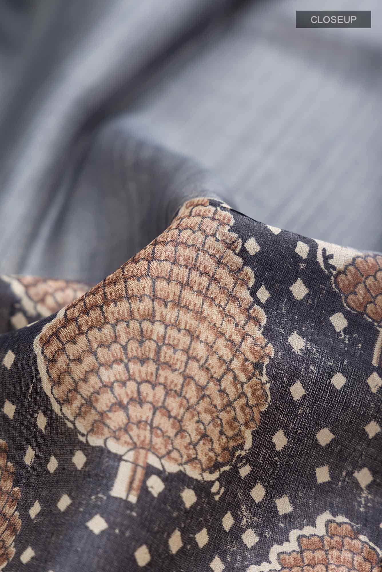 Grey Bhagalpuri Tussar Silk Saree