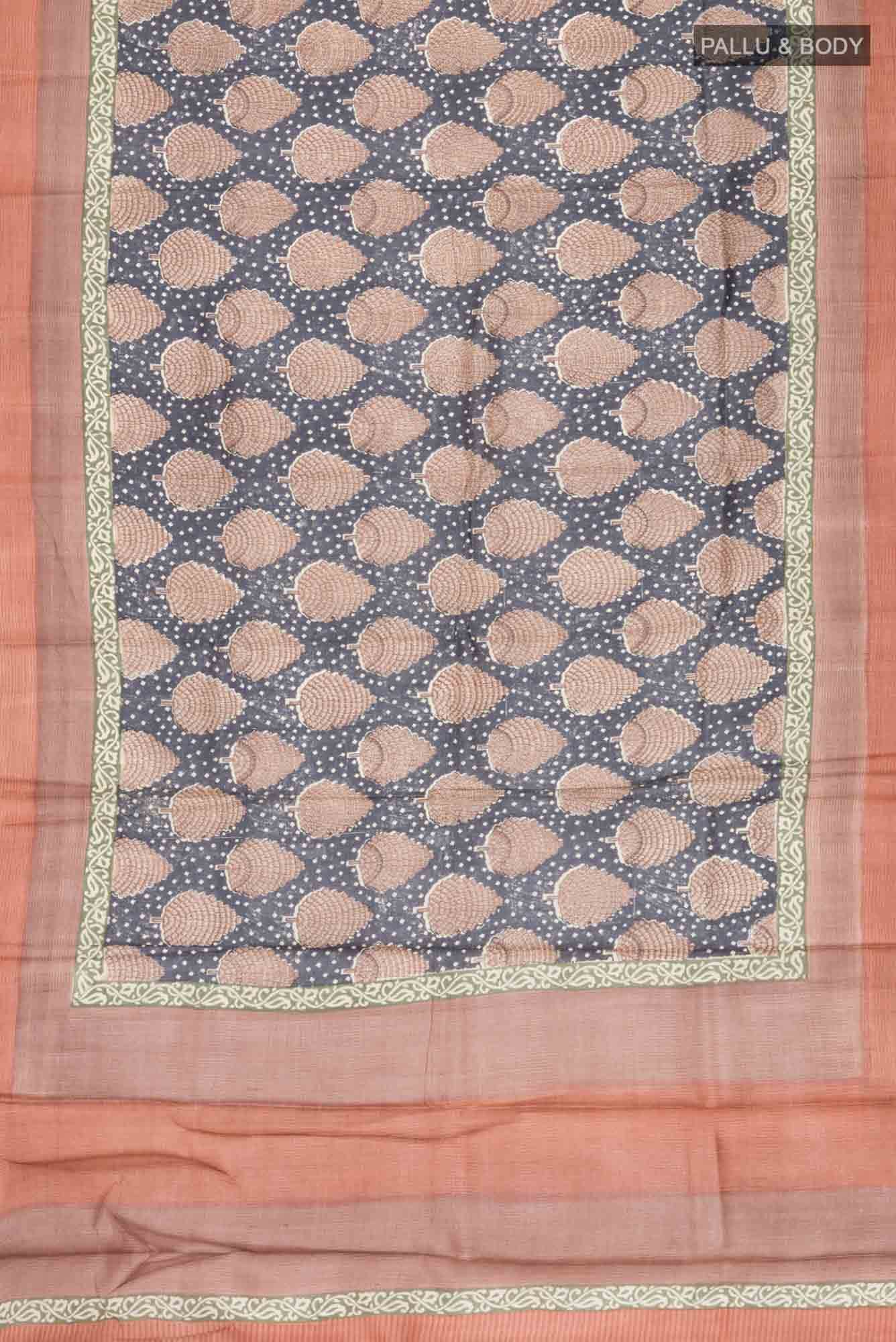 Grey Bhagalpuri Tussar Silk Saree