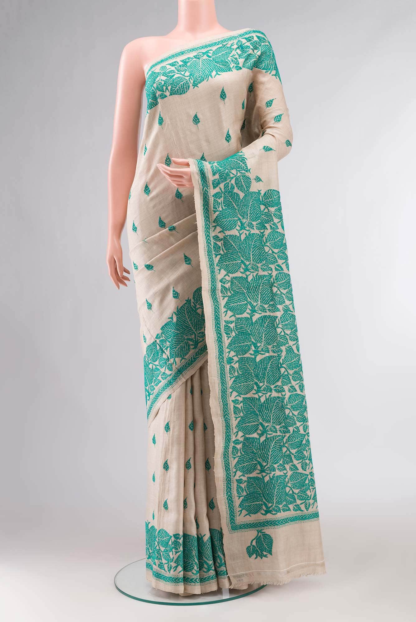 Beige Bhagalpuri Tussar Silk Saree