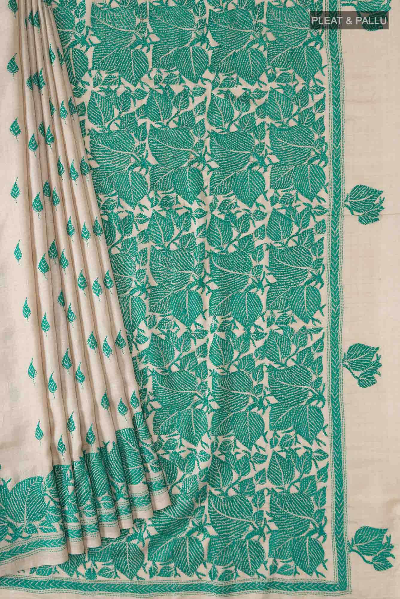 Beige Bhagalpuri Tussar Silk Saree
