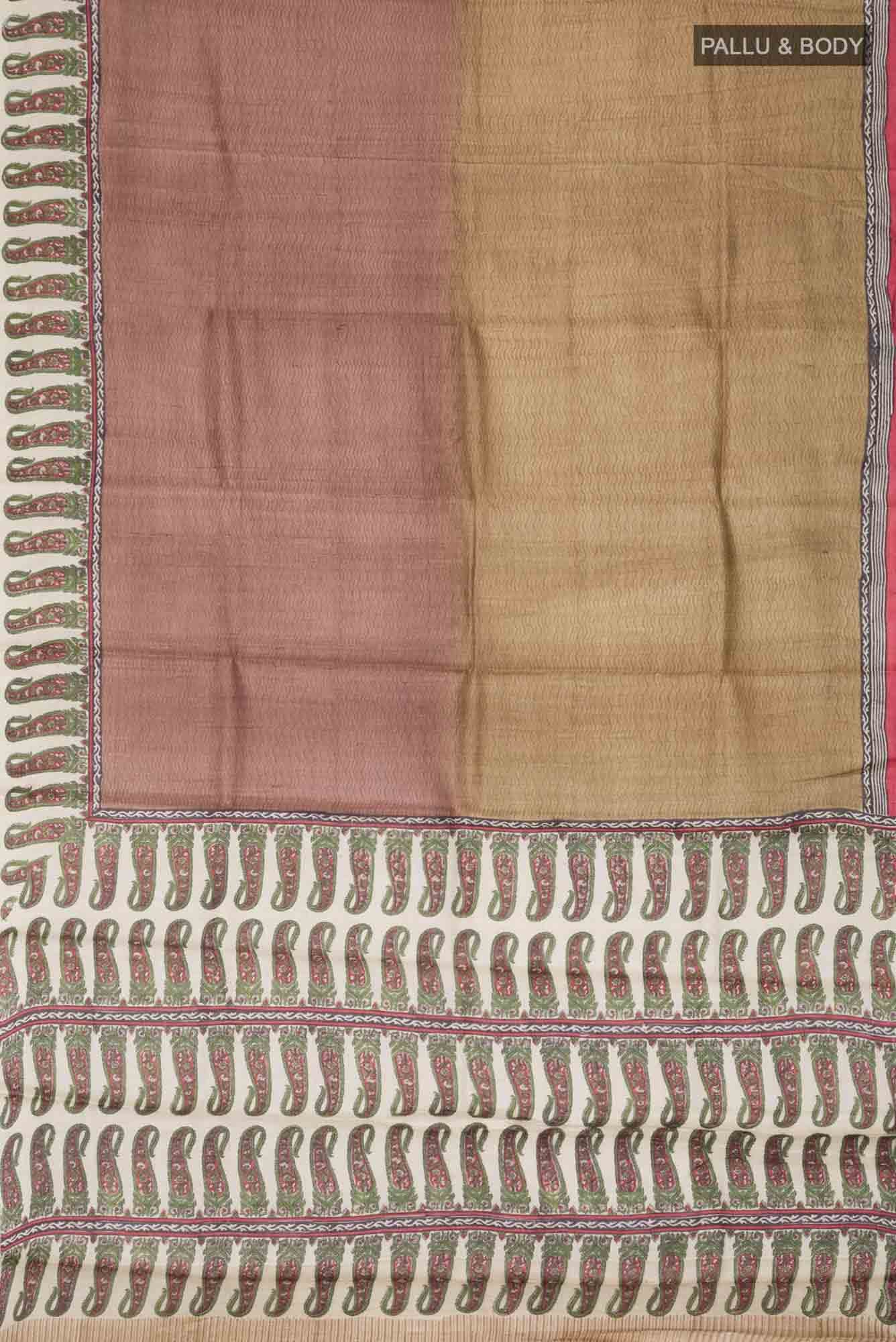 Brown Bhagalpuri Tussar Silk Saree