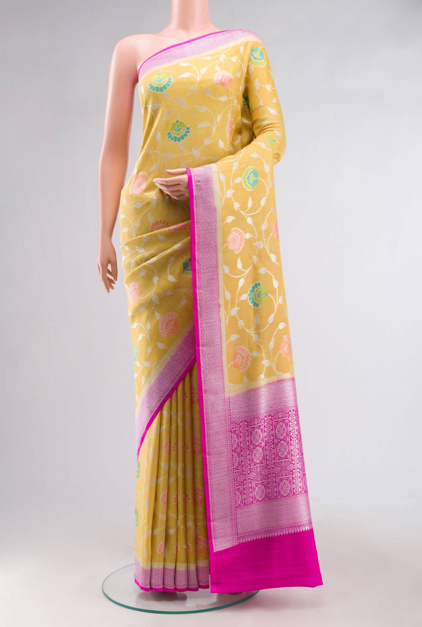 Yellow Banarasi Georgette Saree