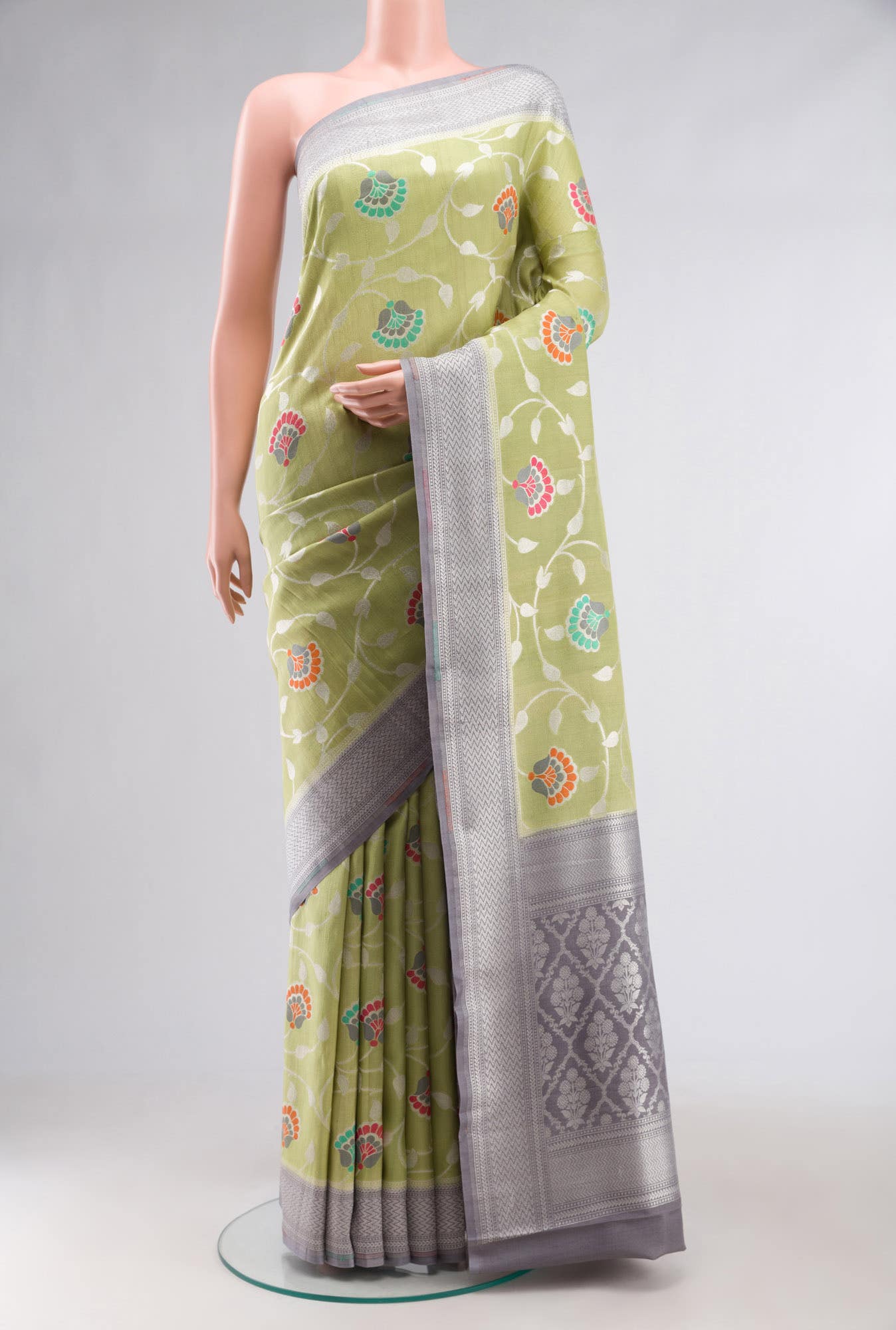 Light Green Banarasi Tussar Georgette Saree