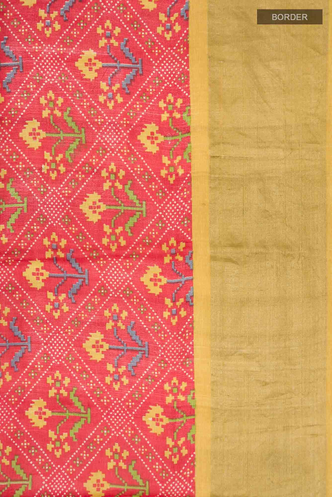 Red Bhagalpuri Tussar Silk Saree