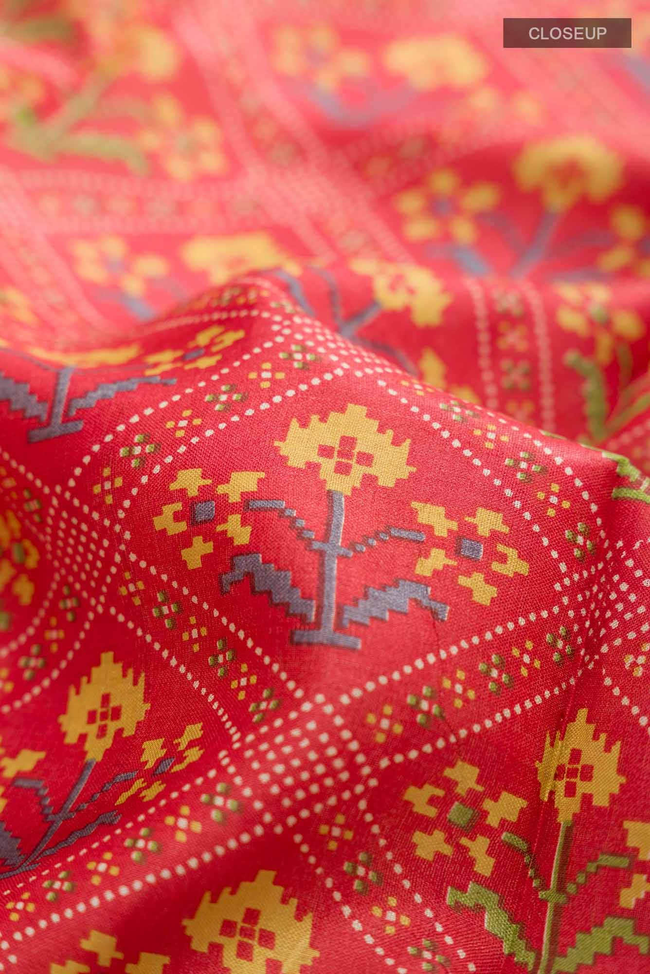 Red Bhagalpuri Tussar Silk Saree