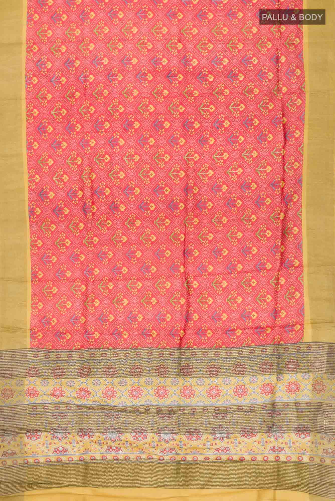 Red Bhagalpuri Tussar Silk Saree