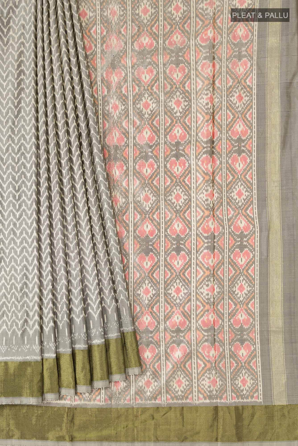 Grey Pochampally Silk Saree