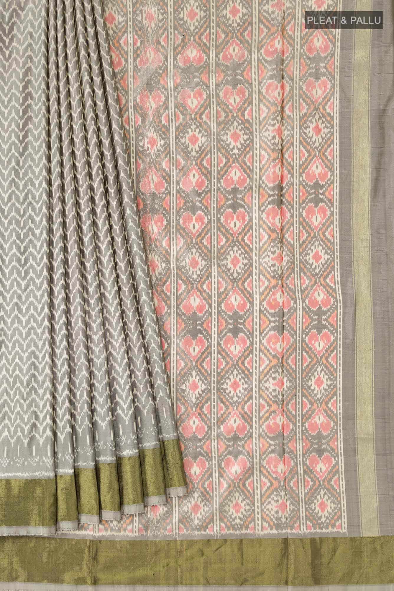 Grey Pochampally Silk Saree