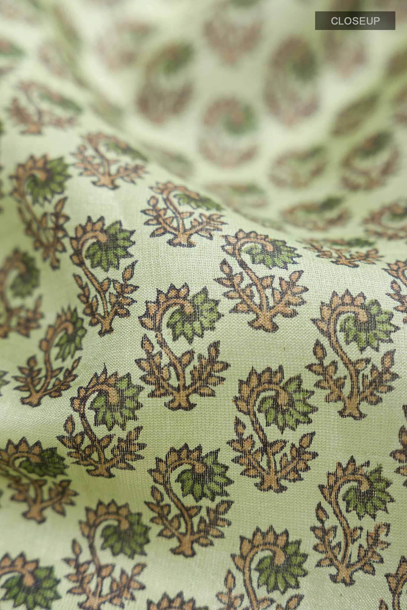 Green Bhagalpuri Tussar Silk Saree