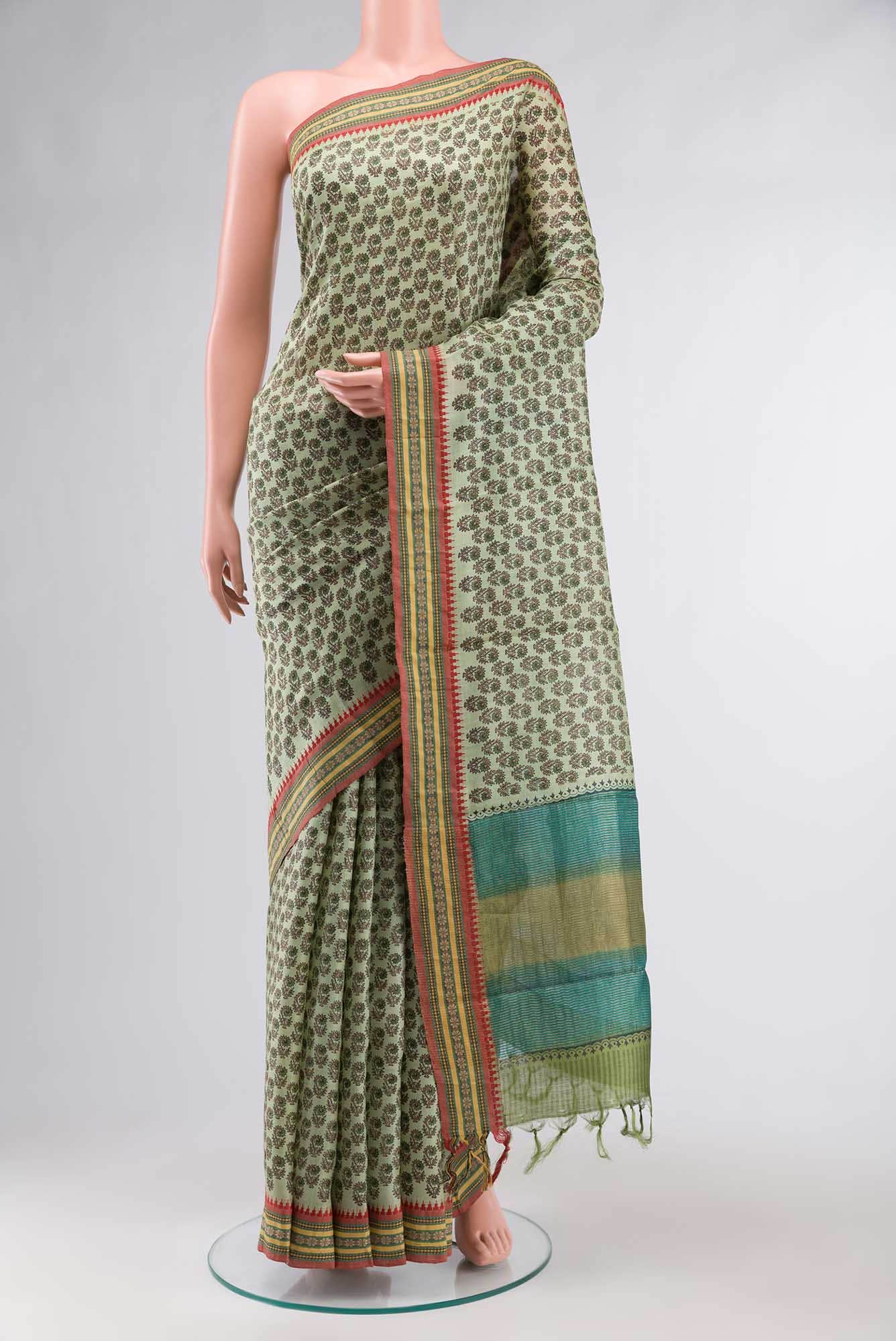 Green Bhagalpuri Tussar Silk Saree