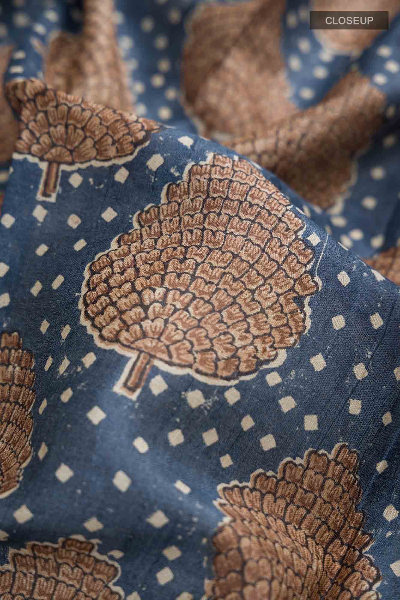 Blue Bhagalpuri Tussar Silk Saree