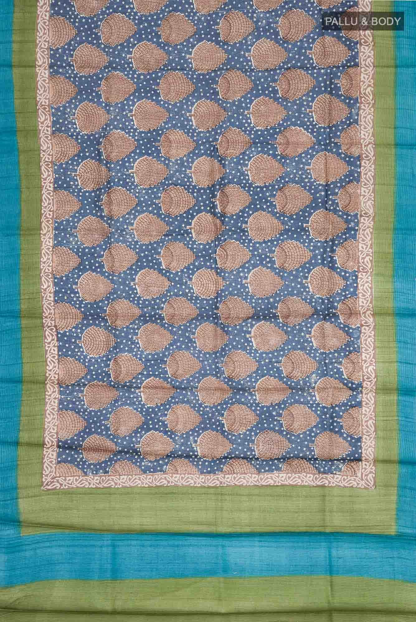 Blue Bhagalpuri Tussar Silk Saree