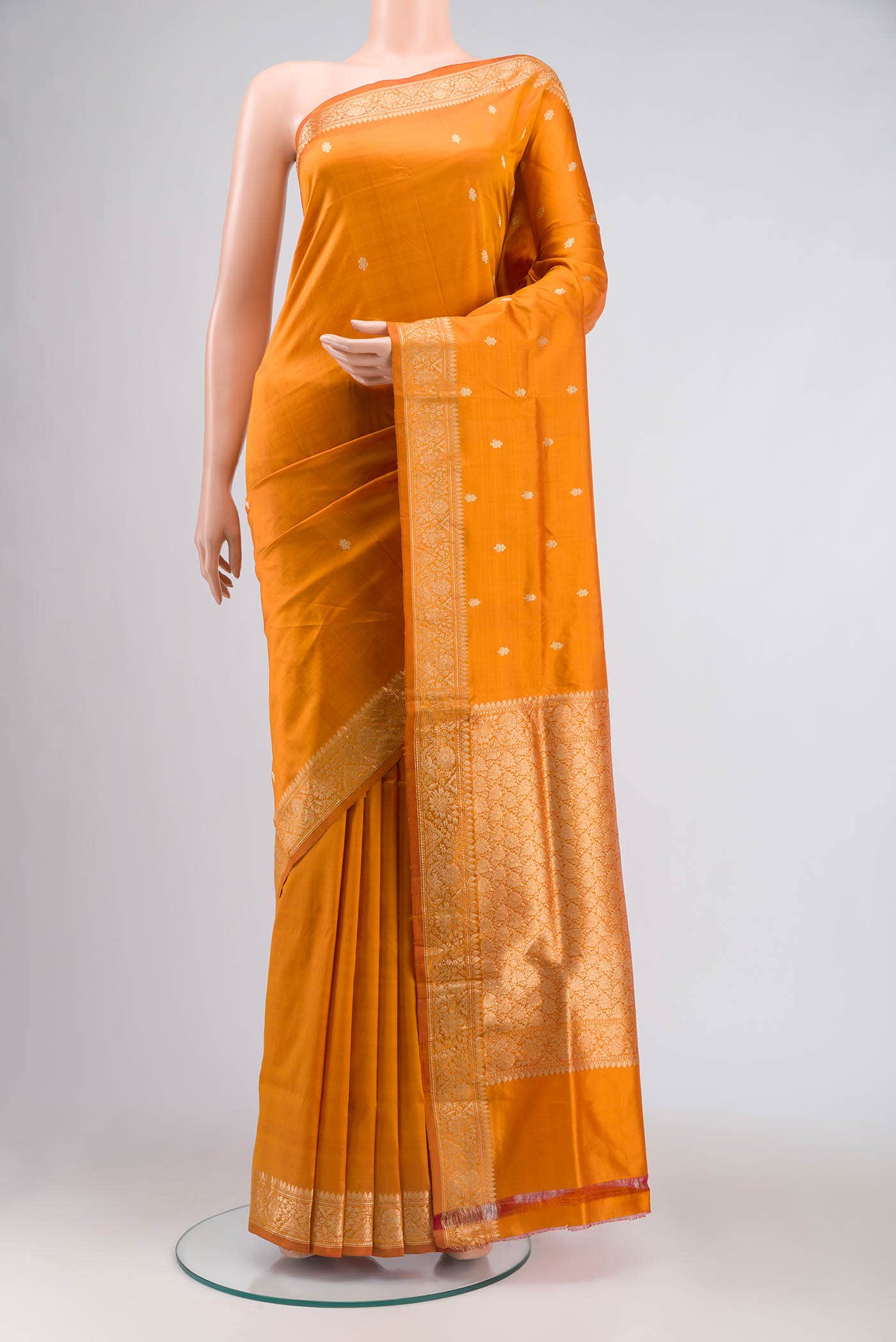 Orange Banarasi Katan Silk Saree