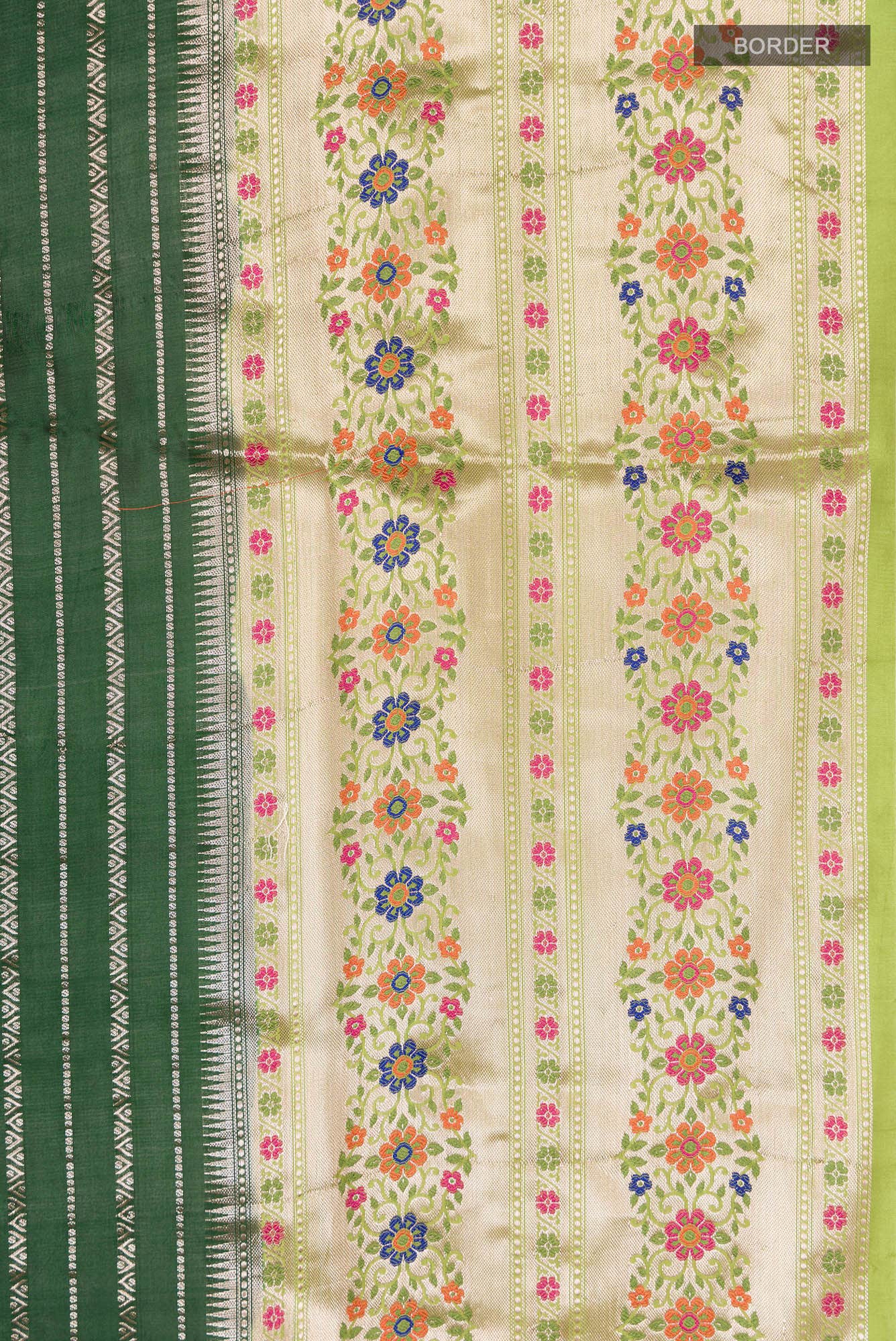Green Banarasi Raw Silk Saree