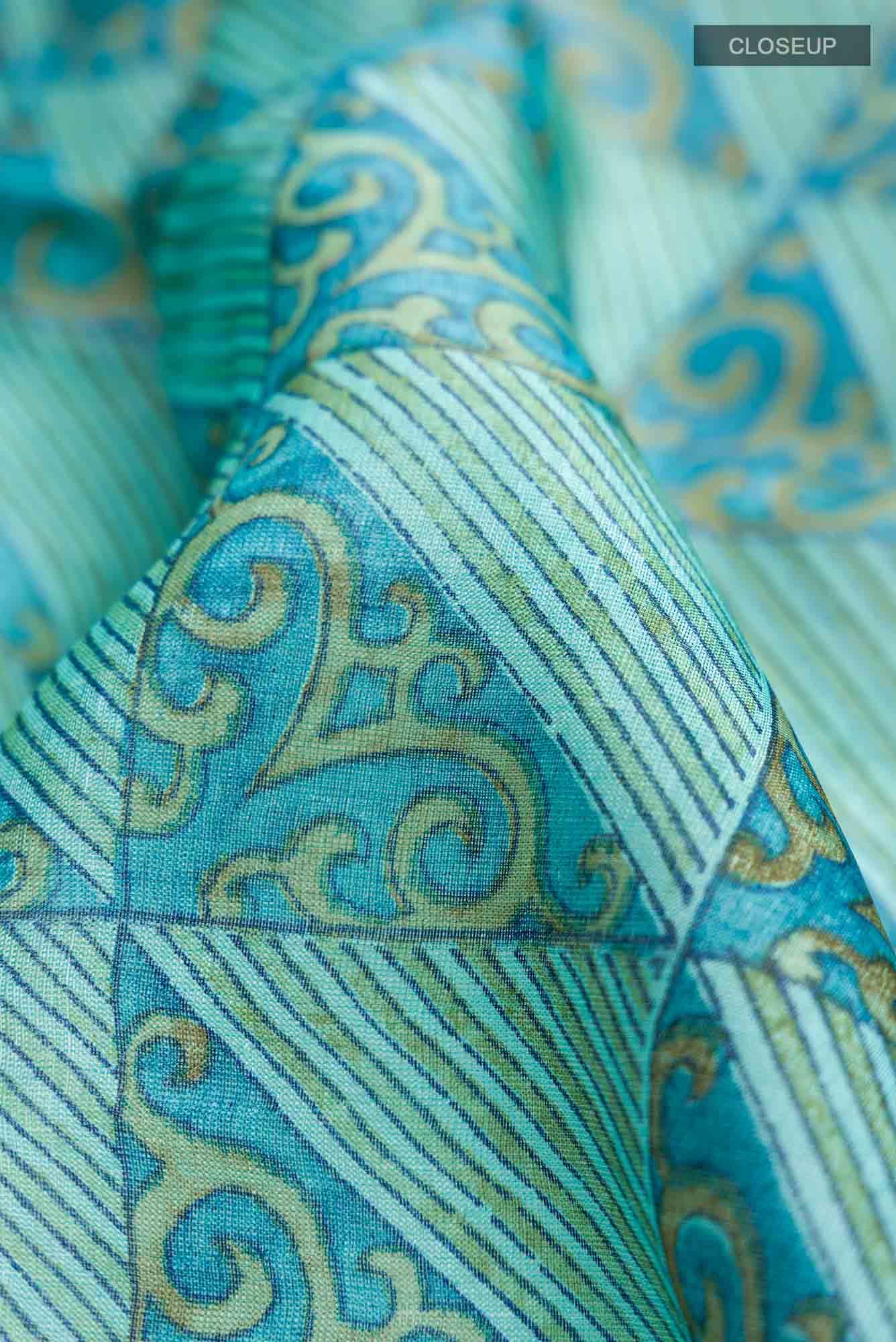 Blue Bhagalpuri Tussar Silk Saree