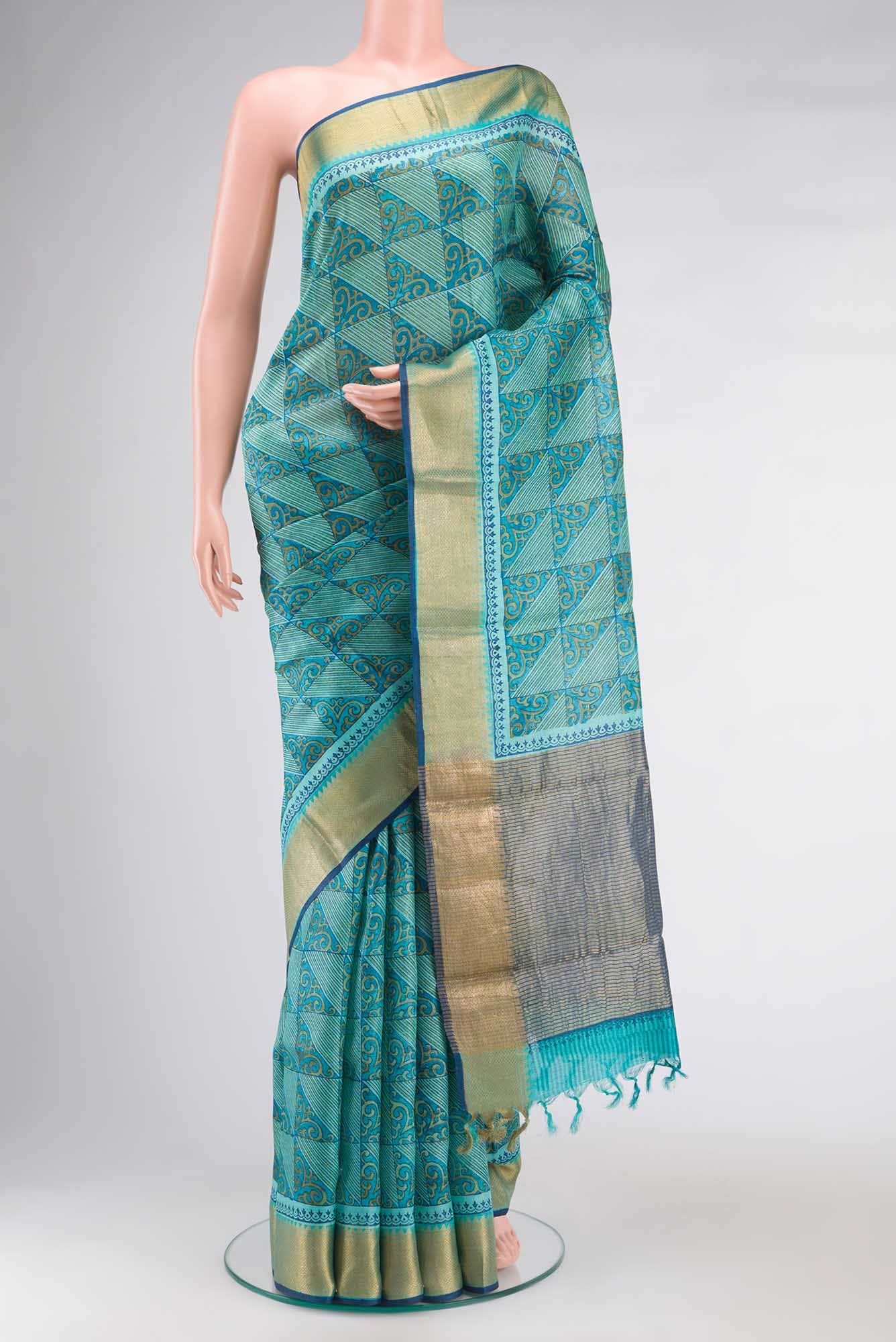 Blue Bhagalpuri Tussar Silk Saree