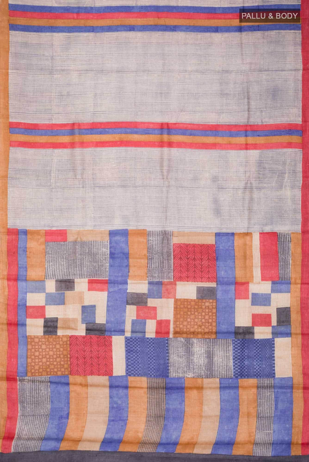 Grey Bhagalpuri Tussar Silk Saree