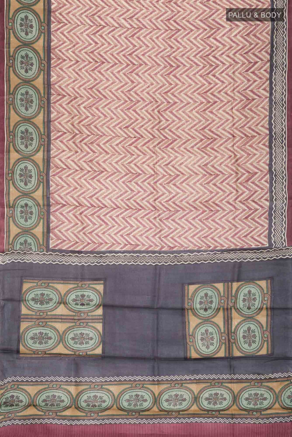 Beige Bhagalpuri Tussar Silk Saree
