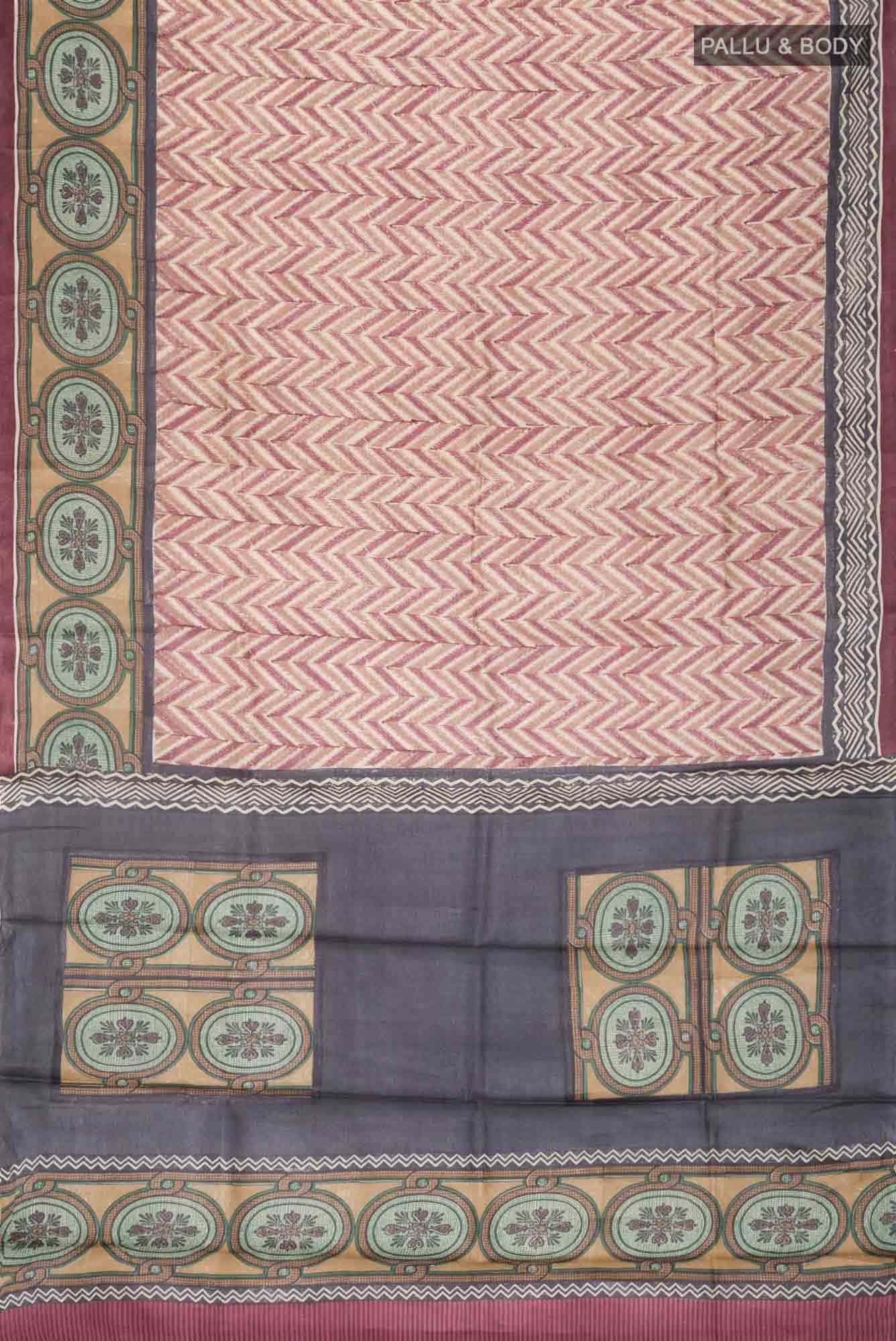 Beige Bhagalpuri Tussar Silk Saree