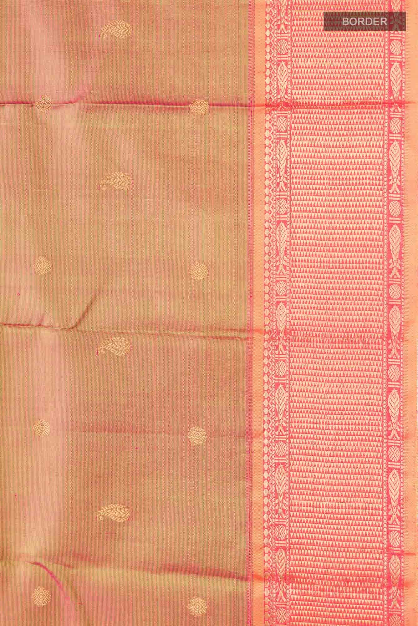 Pink with Mustard Dual Tone Kanchipuram Silk Saree