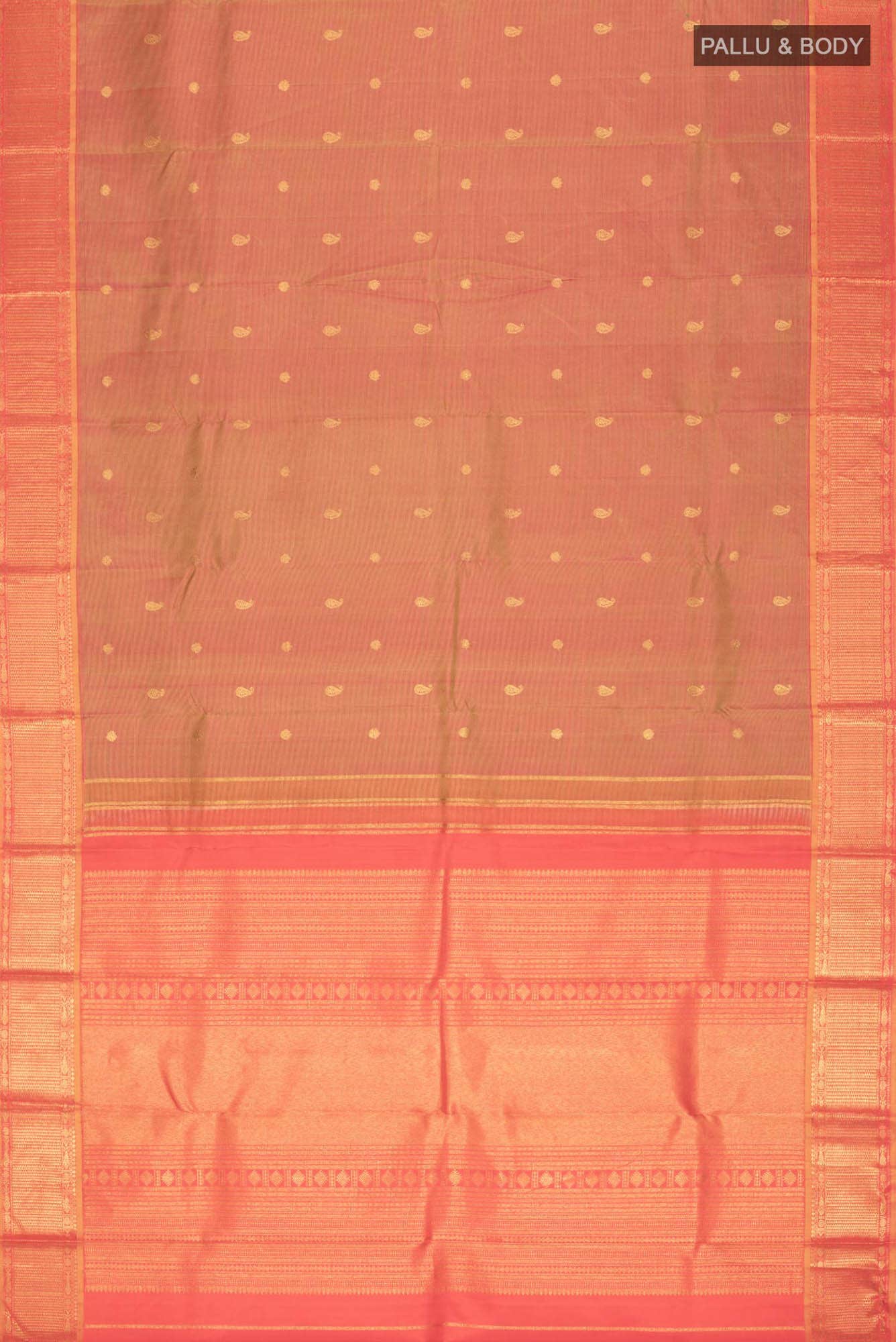 Pink with Mustard Dual Tone Kanchipuram Silk Saree
