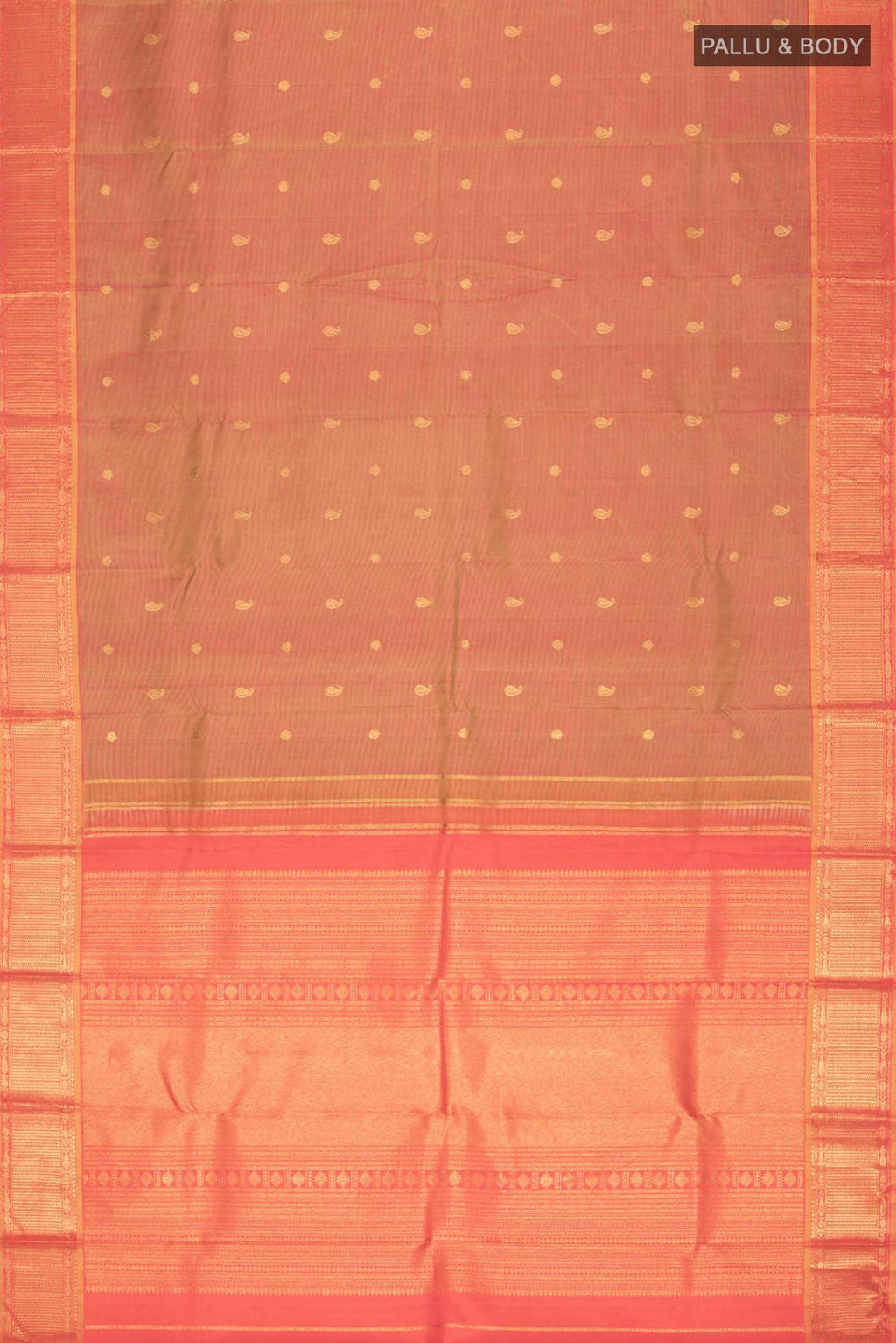 Pink with Mustard Dual Tone Kanchipuram Silk Saree