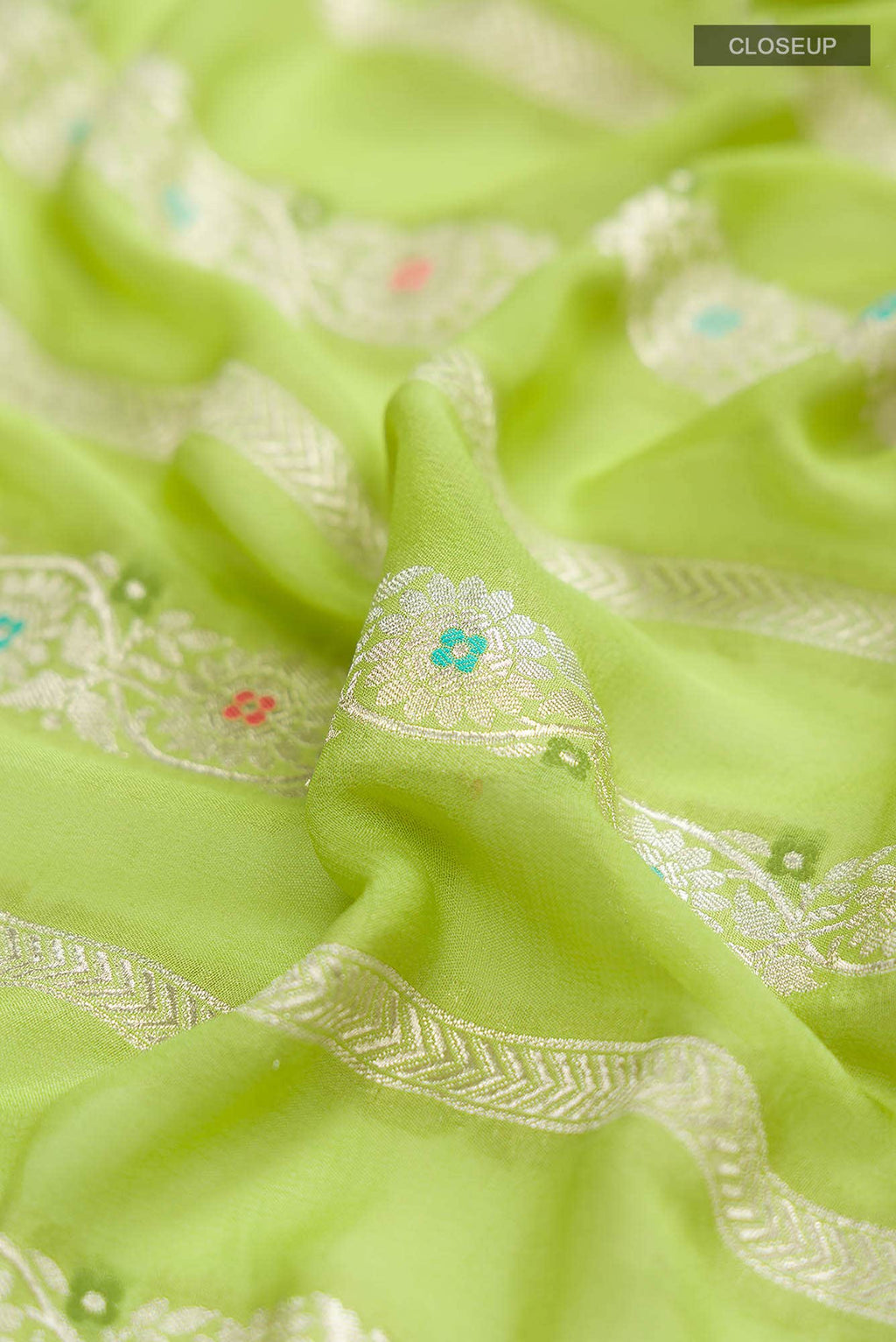 Pista Green Banarasi Georgette Saree