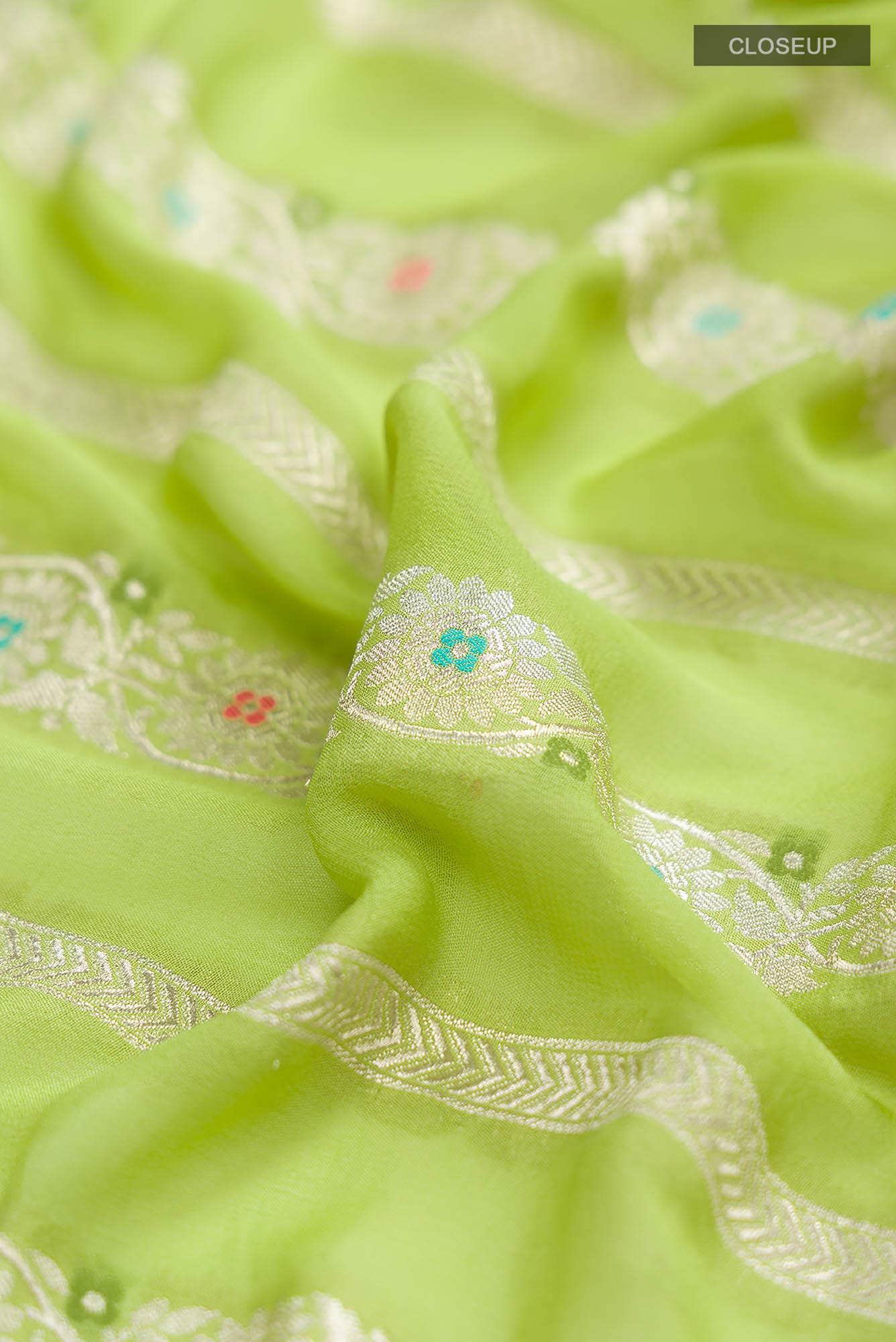 Pista Green Banarasi Georgette Saree