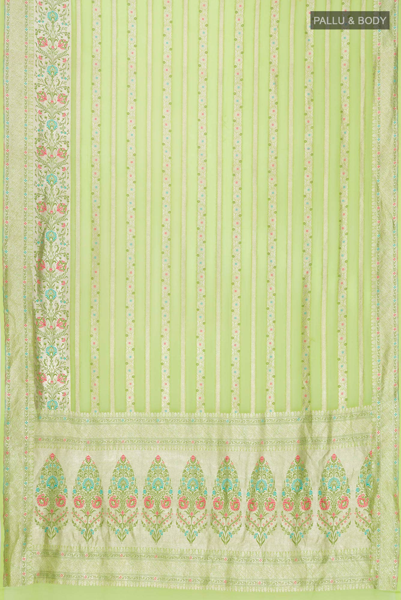 Pista Green Banarasi Georgette Saree
