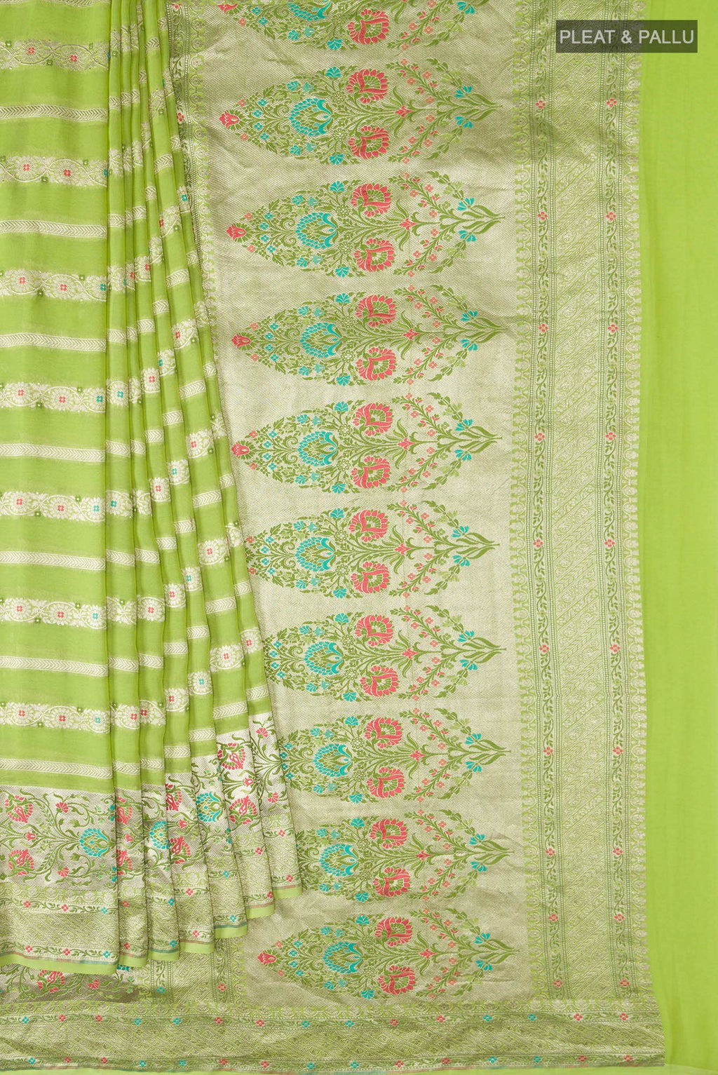 Pista Green Banarasi Georgette Saree