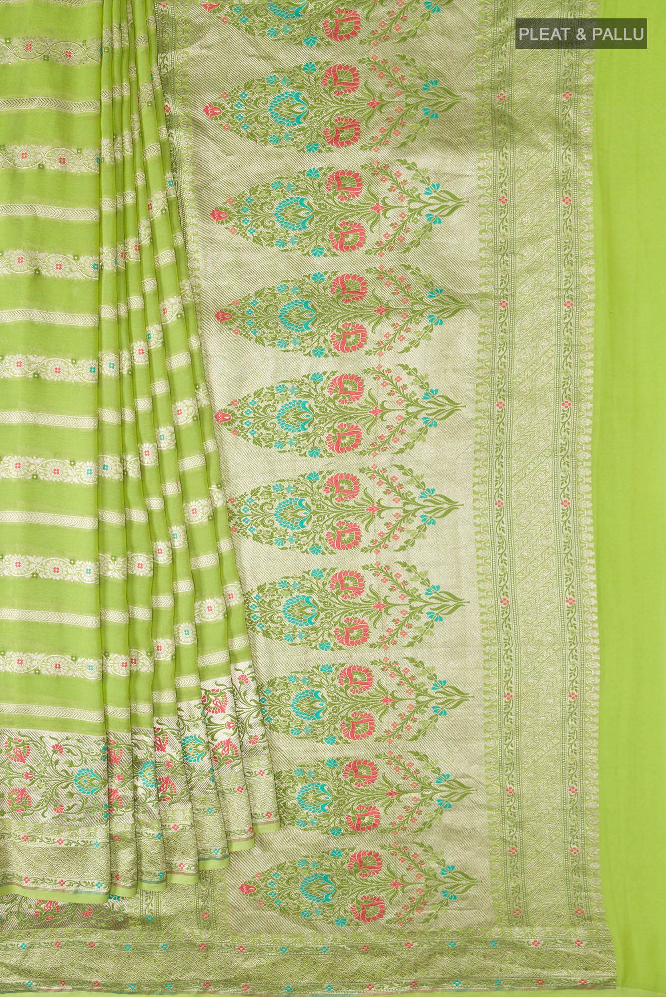 Pista Green Banarasi Georgette Saree