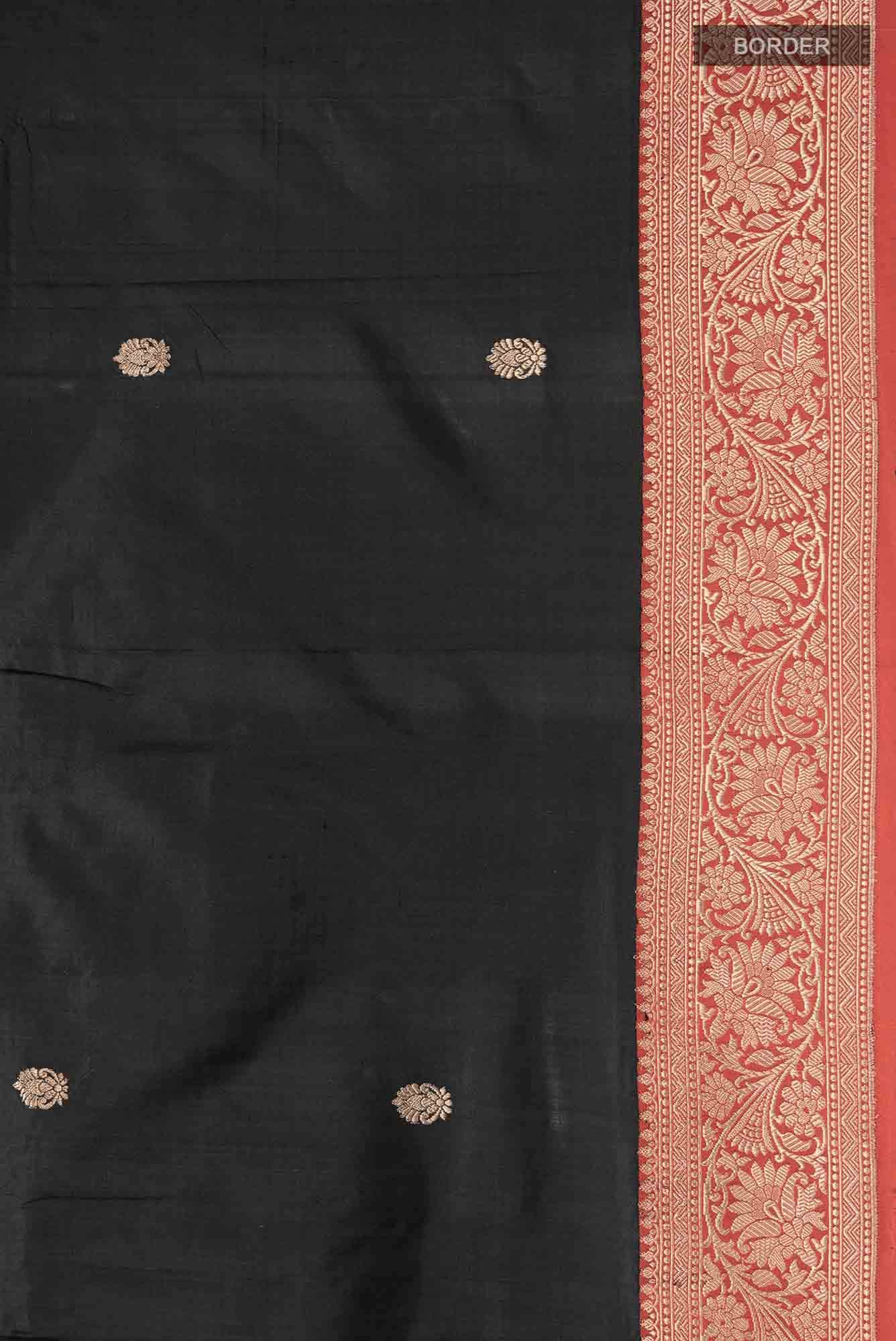 Black Banarasi Katan Silk Saree