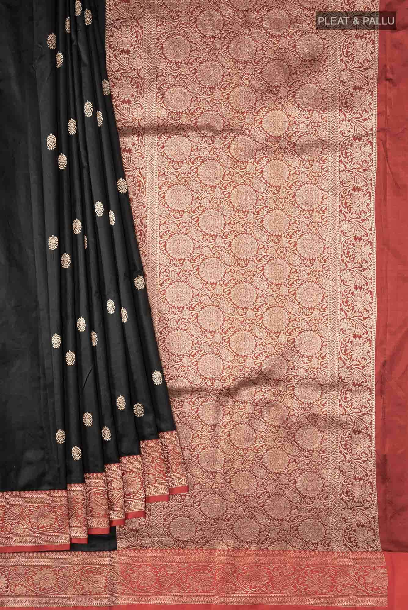 Black Banarasi Katan Silk Saree
