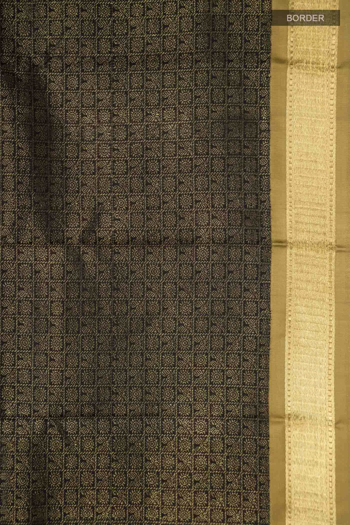 Pure Silk Pure Zari Black Kanchipuram Saree