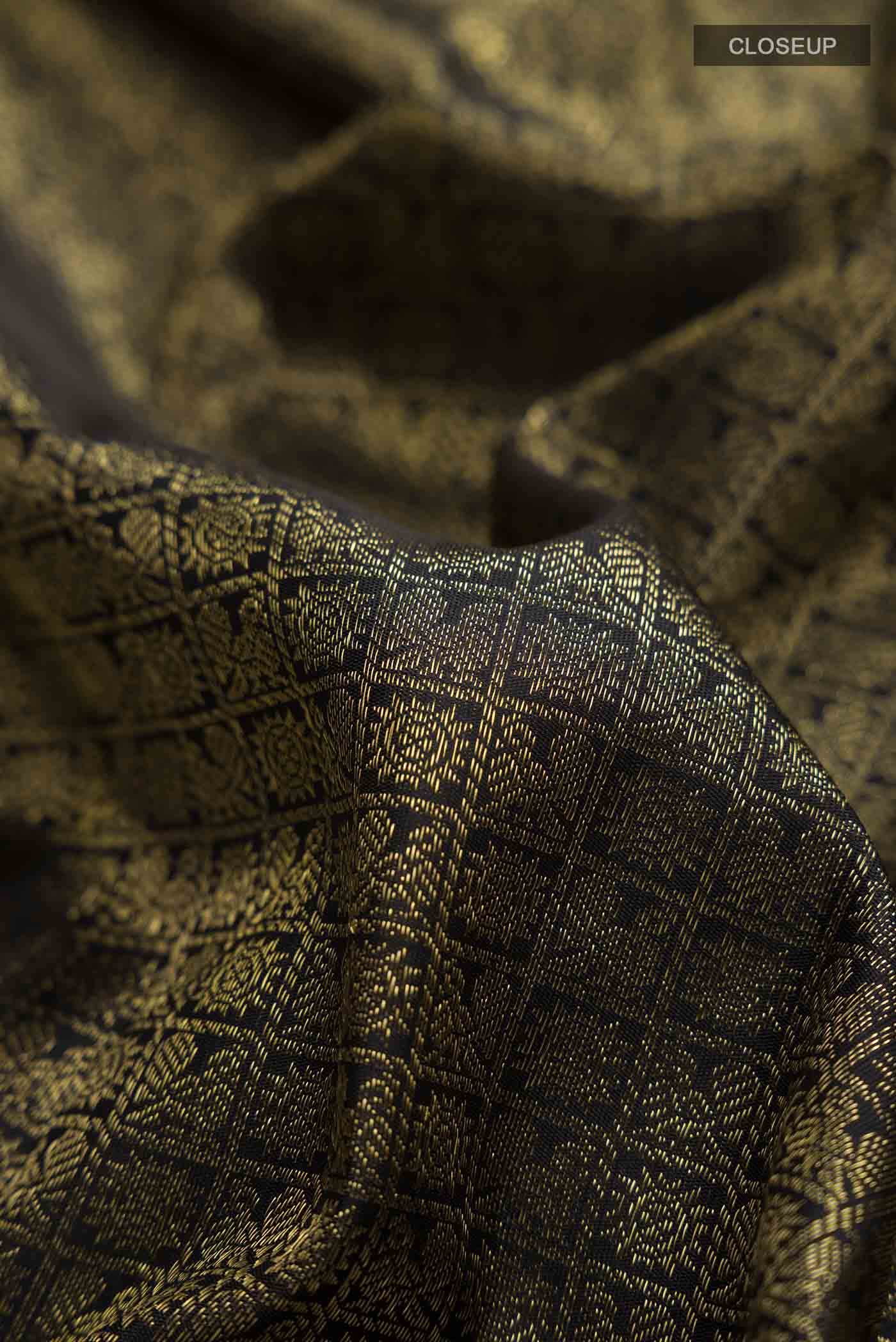 Pure Silk Pure Zari Black Kanchipuram Saree