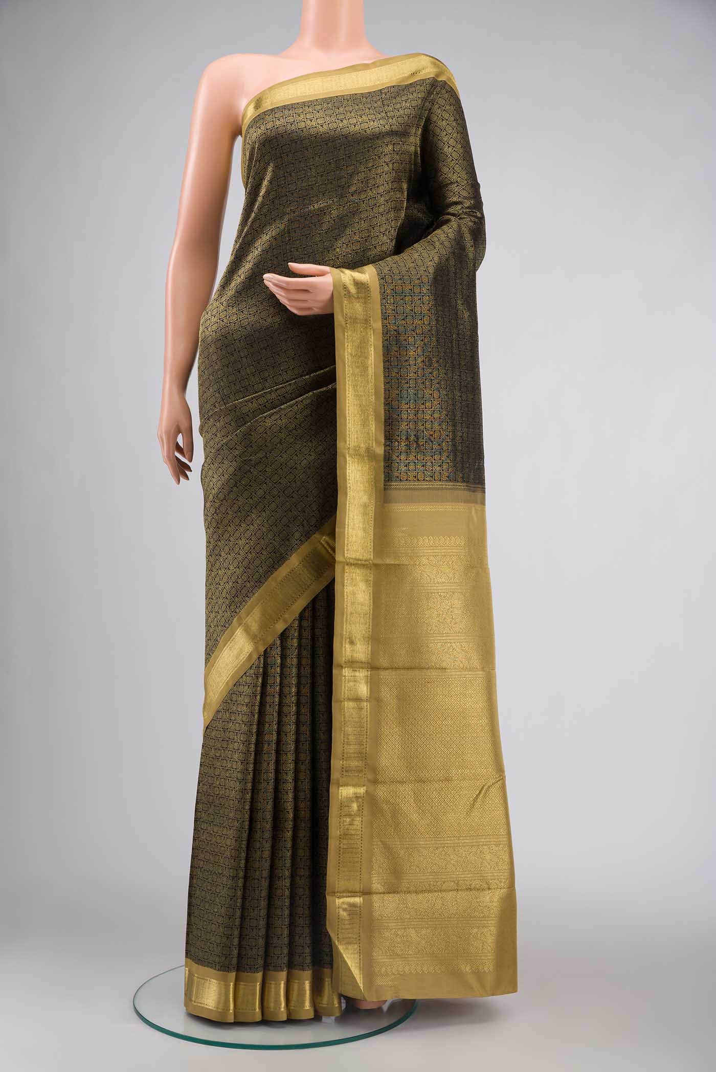 Pure Silk Pure Zari Black Kanchipuram Saree