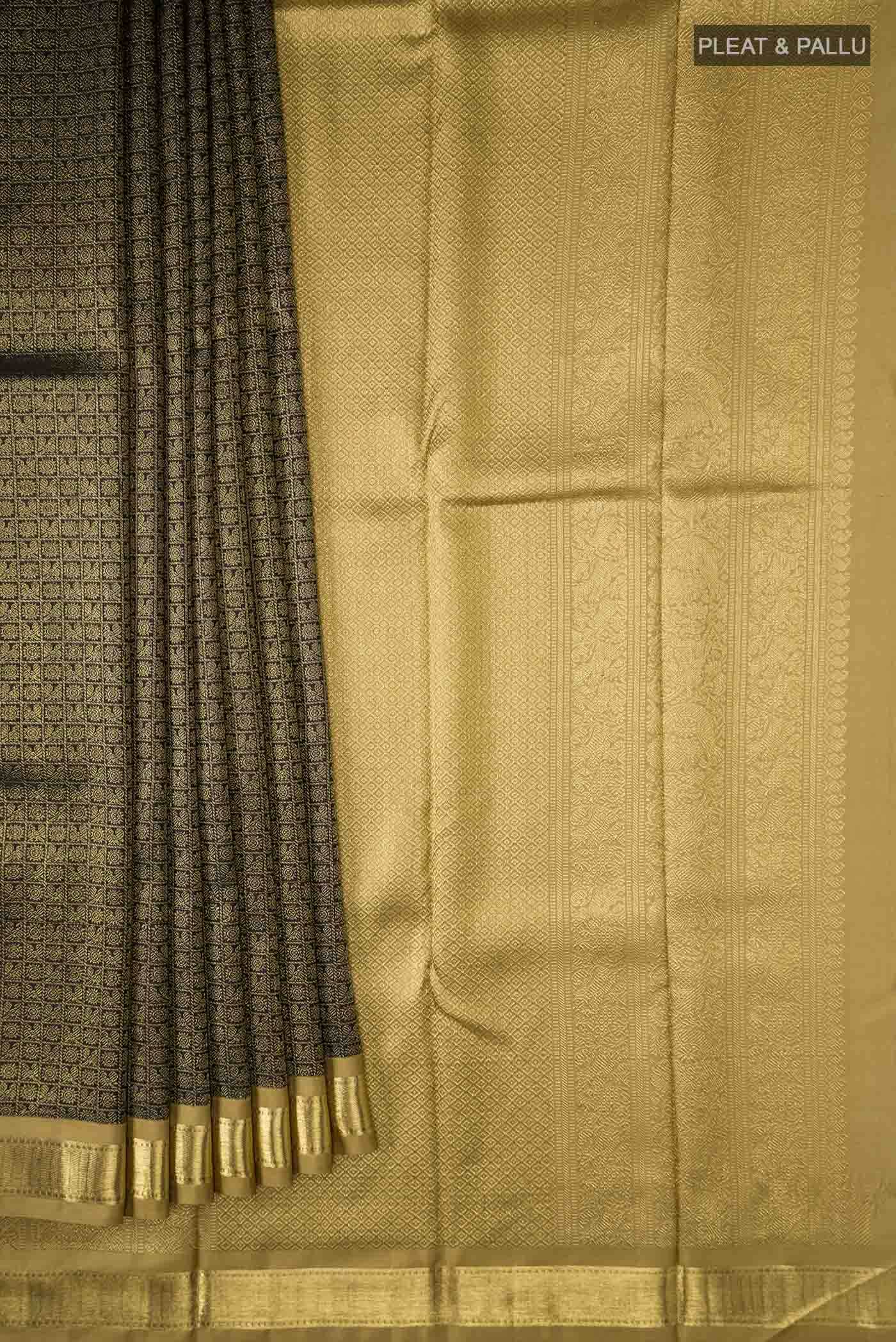 Pure Silk Pure Zari Black Kanchipuram Saree
