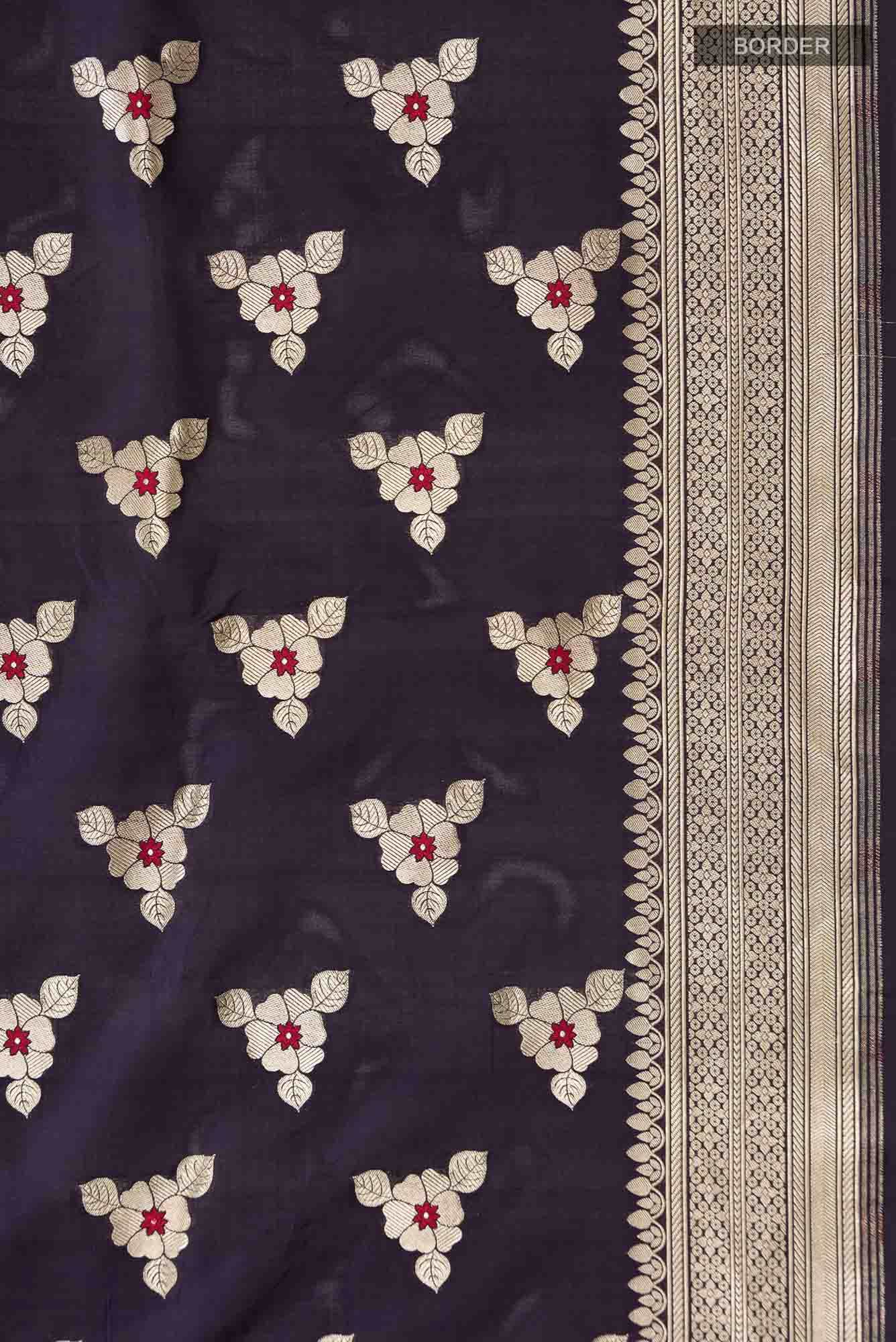 Navy Blue Banarasi Silk Saree