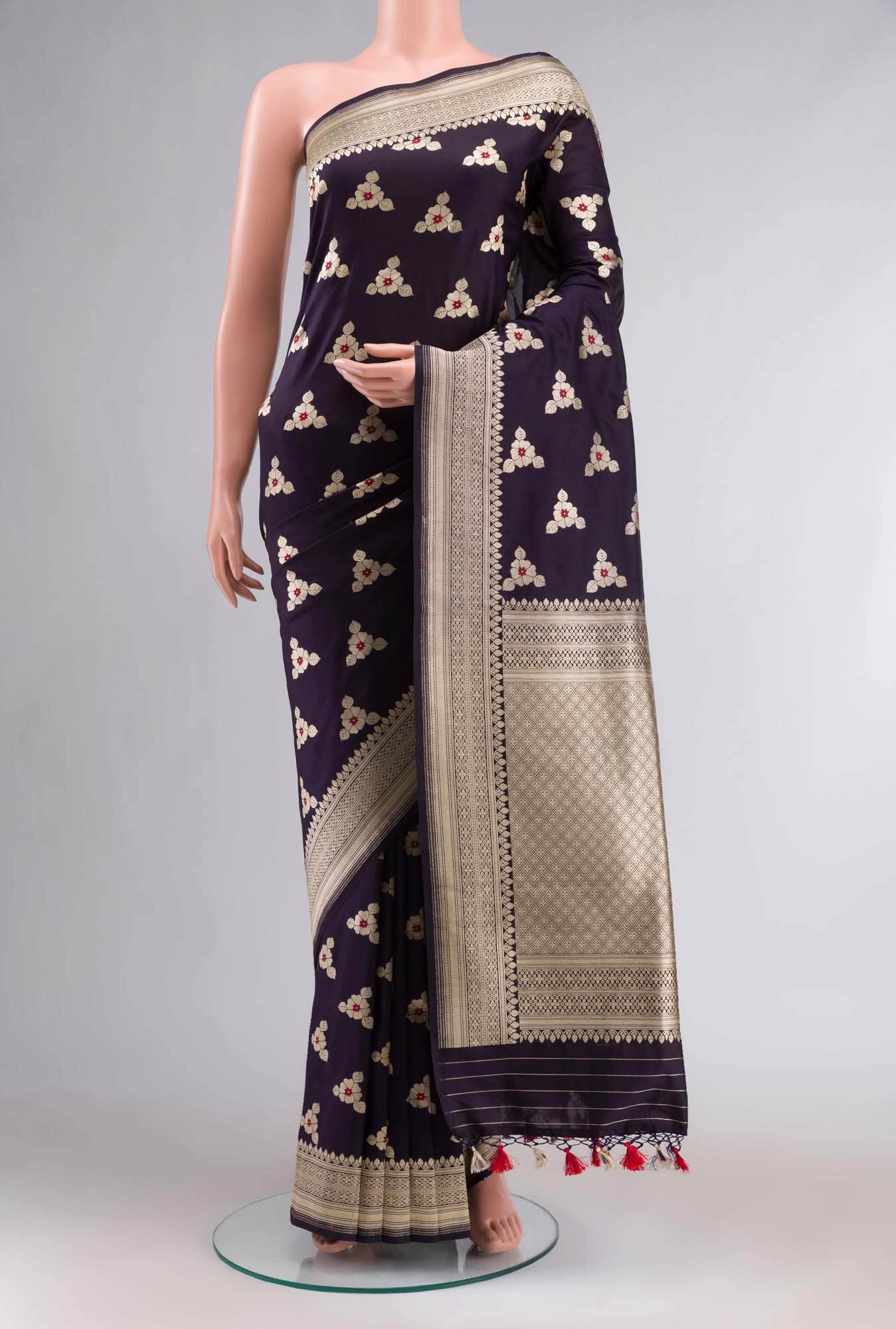 Navy Blue Banarasi Silk Saree
