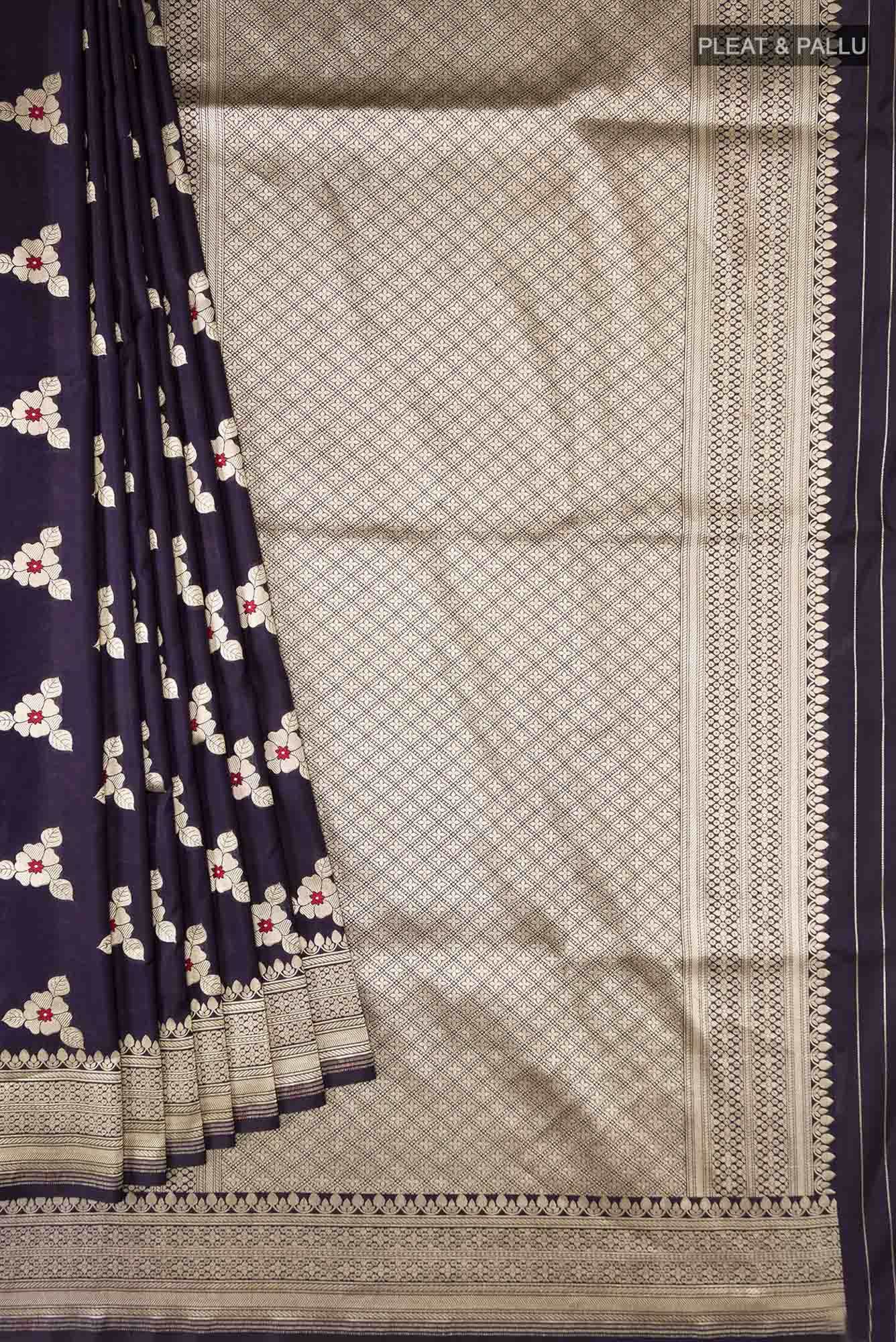 Navy Blue Banarasi Silk Saree