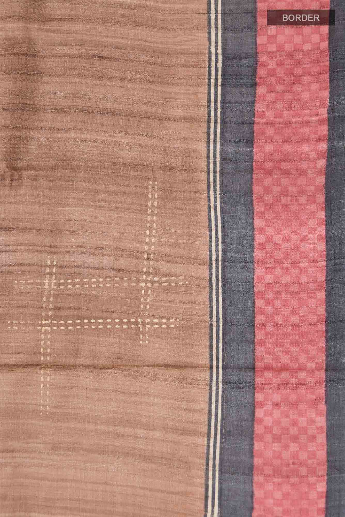 Brown Bhagalpuri Tussar Silk Saree