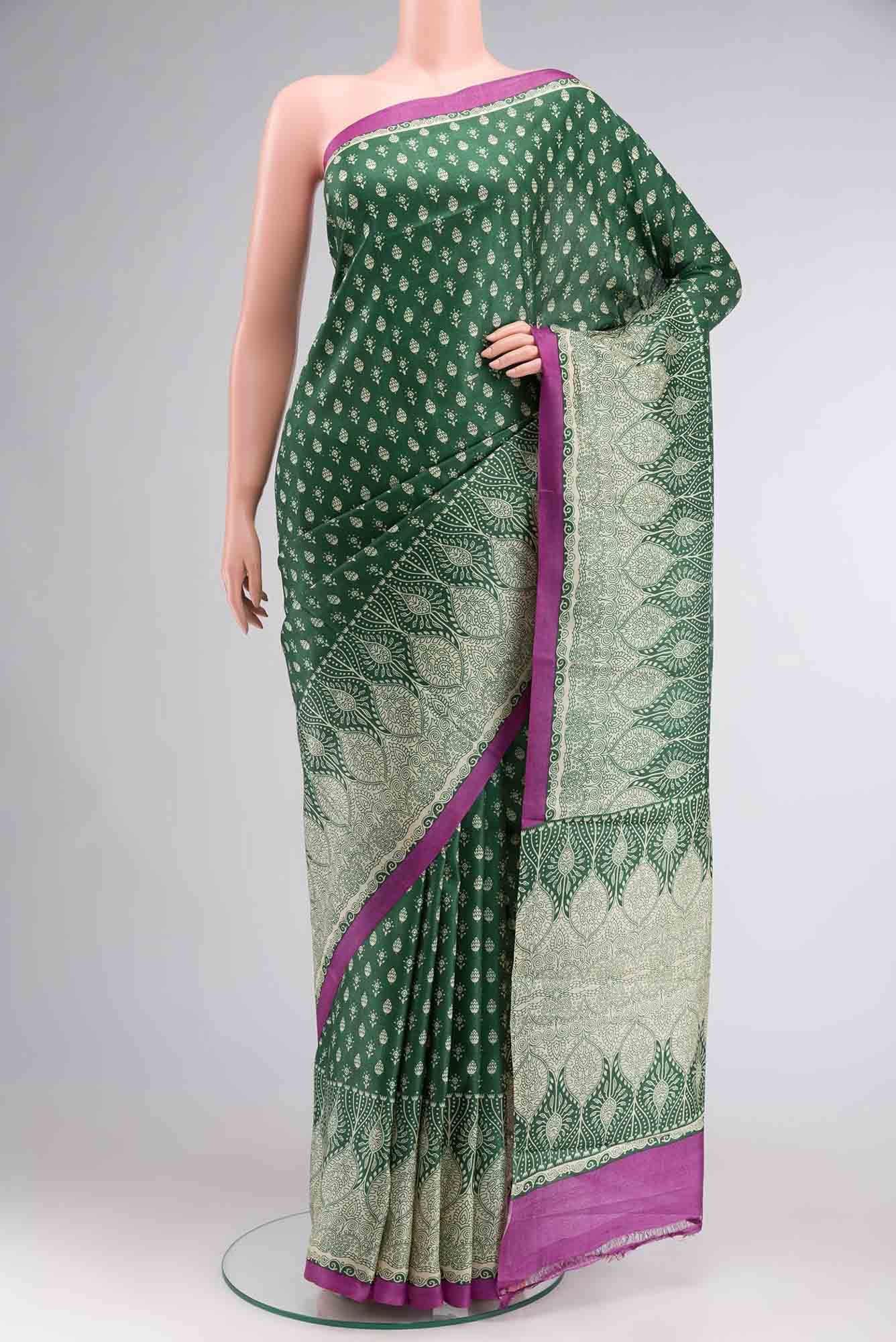 Green Bhagalpuri Tussar Silk Saree